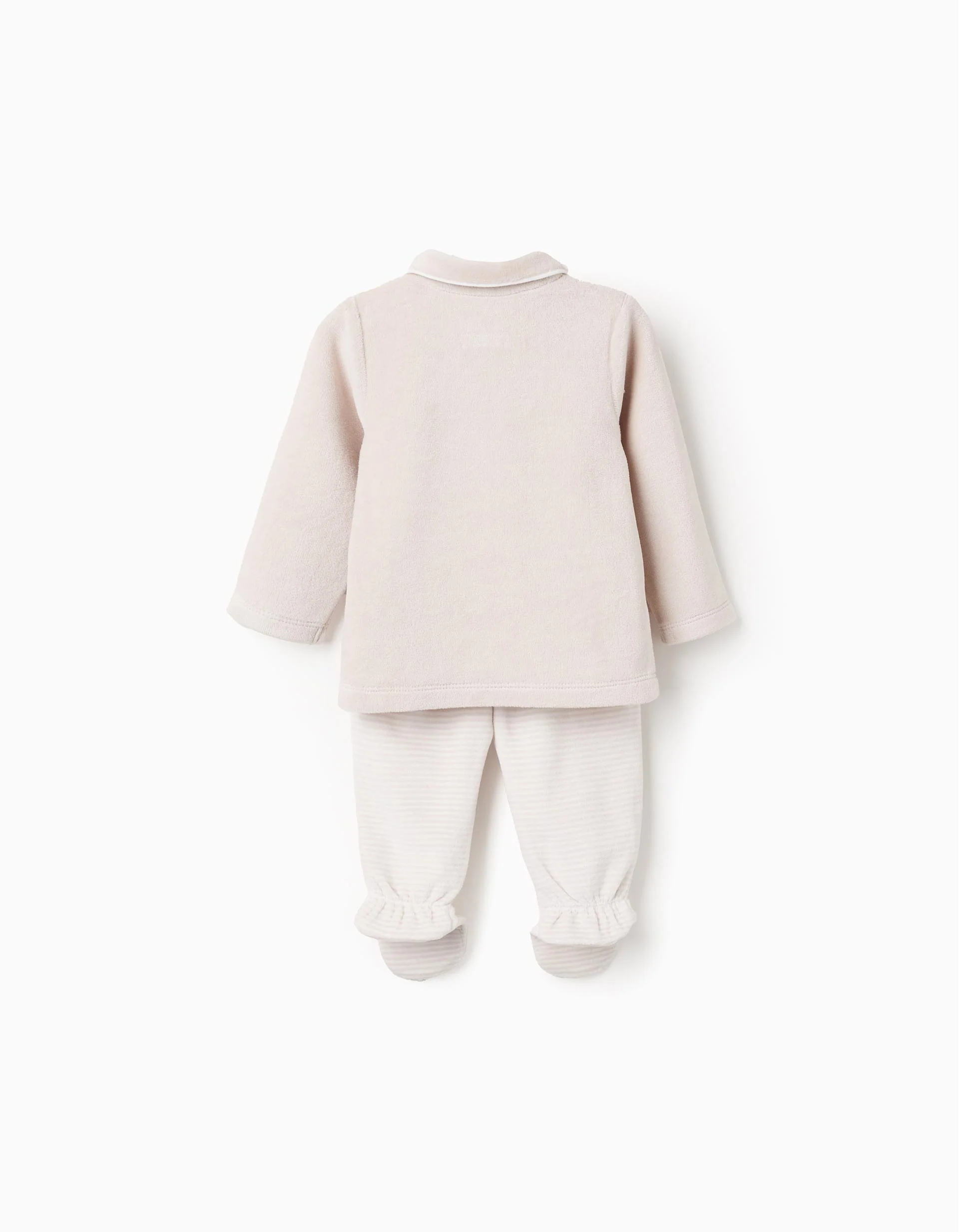 Velvet Sweatshirt + Trousers for Newborns 'Star', White/Beige