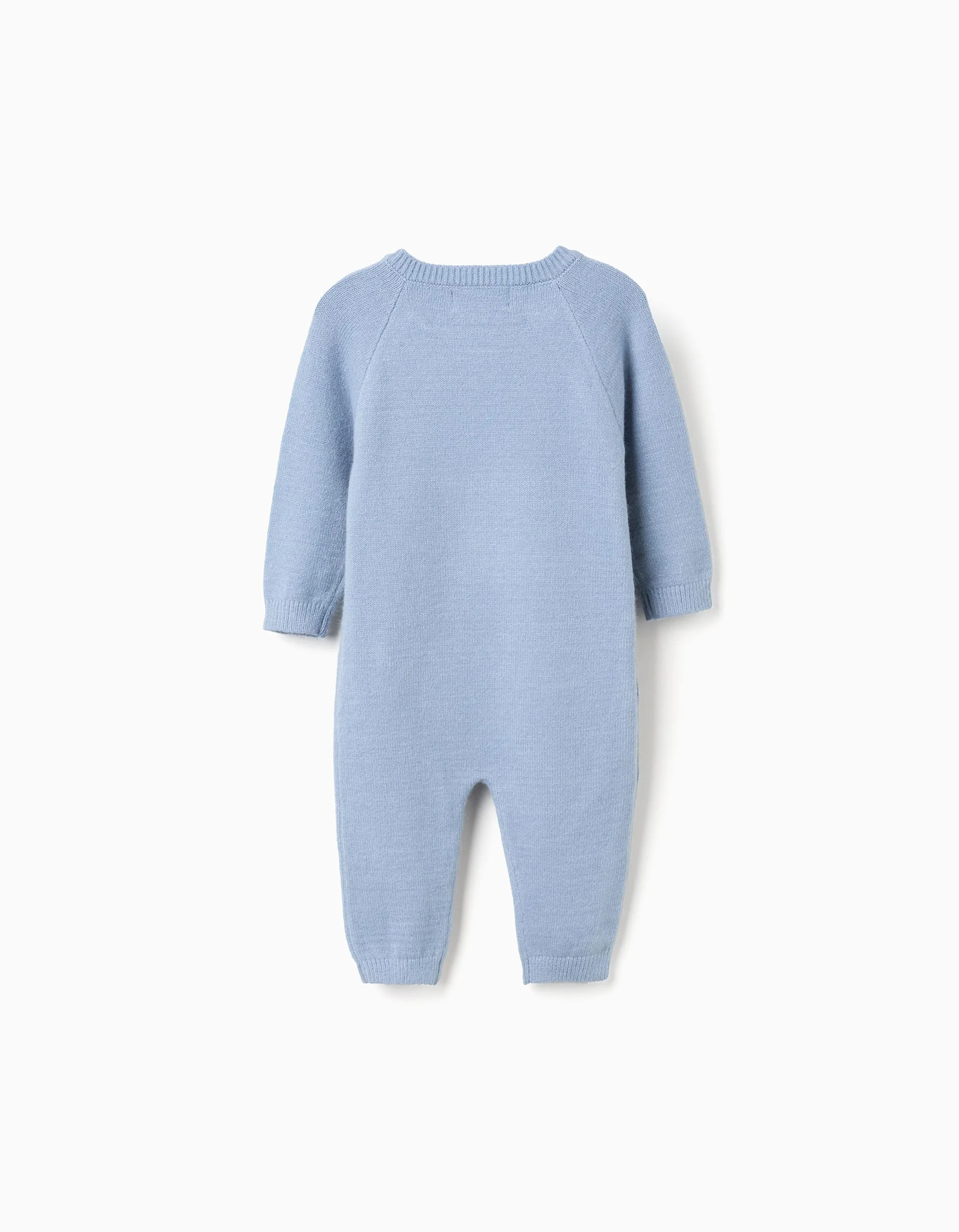 Knitted babygrow with stripes for newborn boys, blue/white/beige