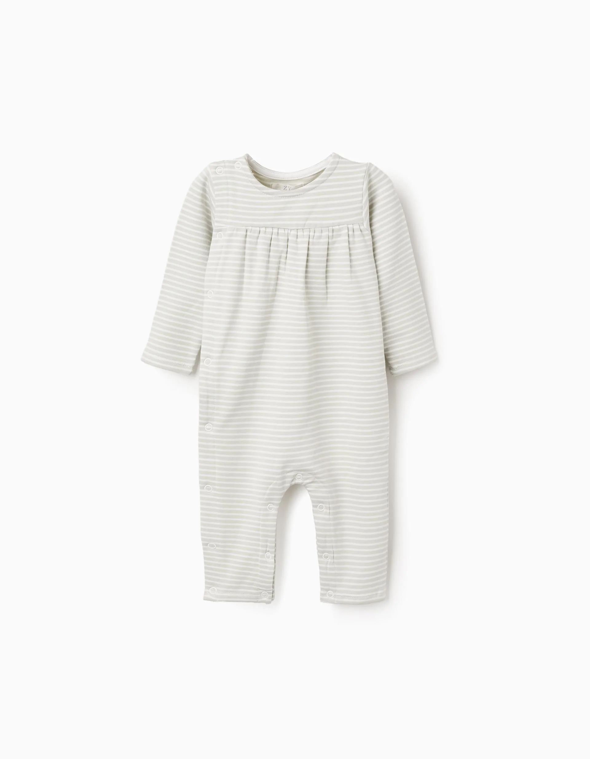 Brushed sleepsuit with stripes for newborn boys, white/green