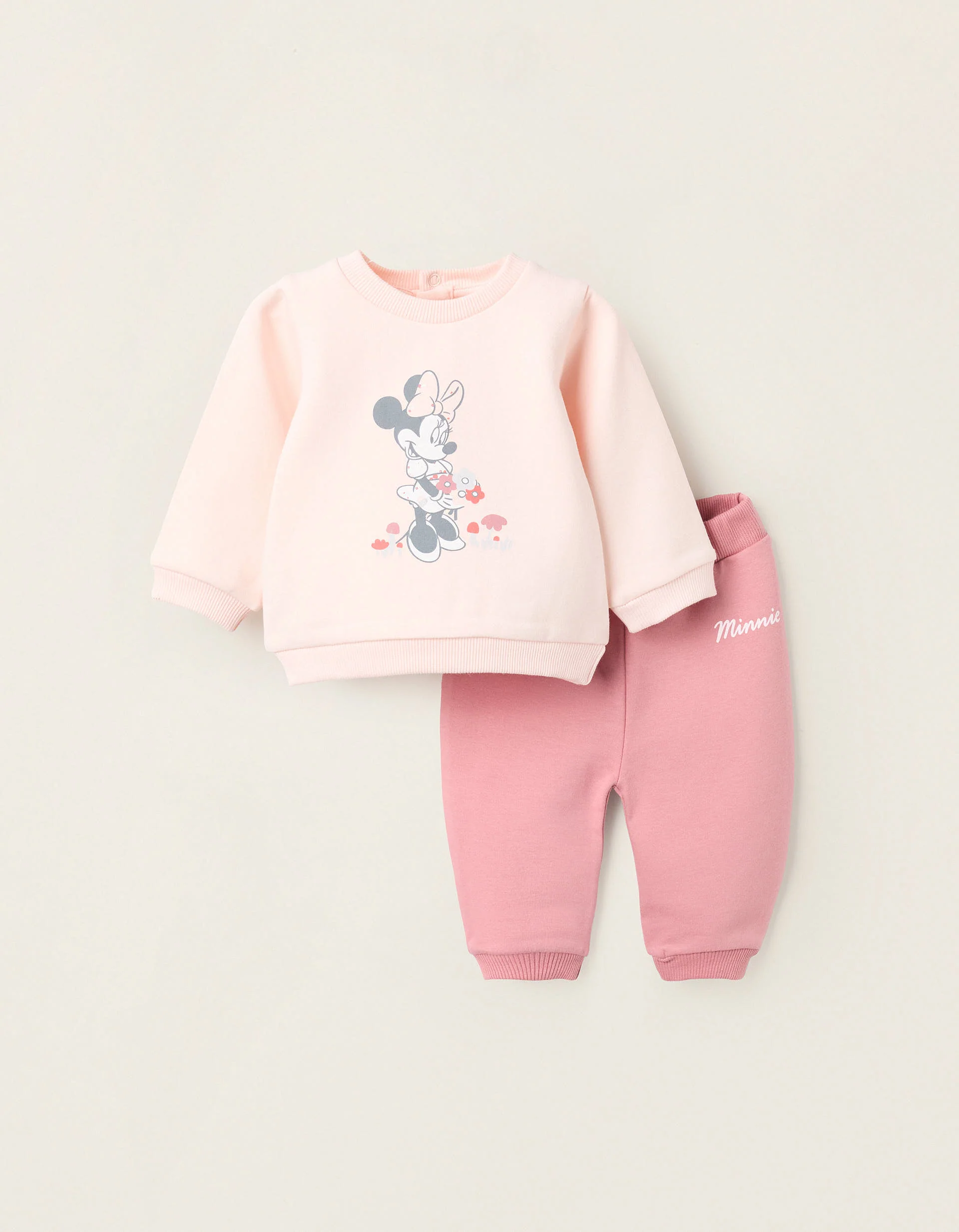 Brushed Sweatshirt + Trousers for Newborns 'Minnie', Pink