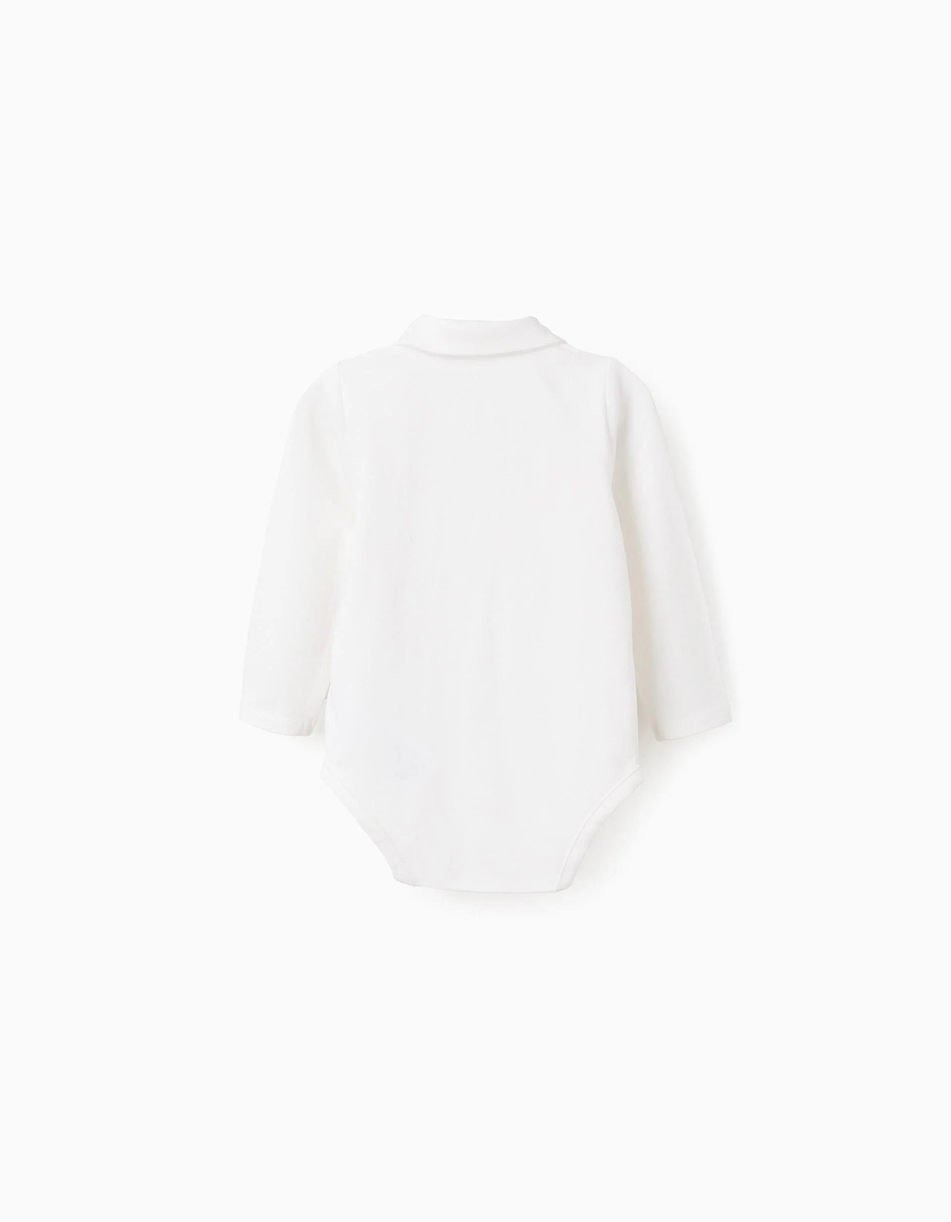 Stretch Cotton Bodysuit with Peter Pan Collar for Newborns, White