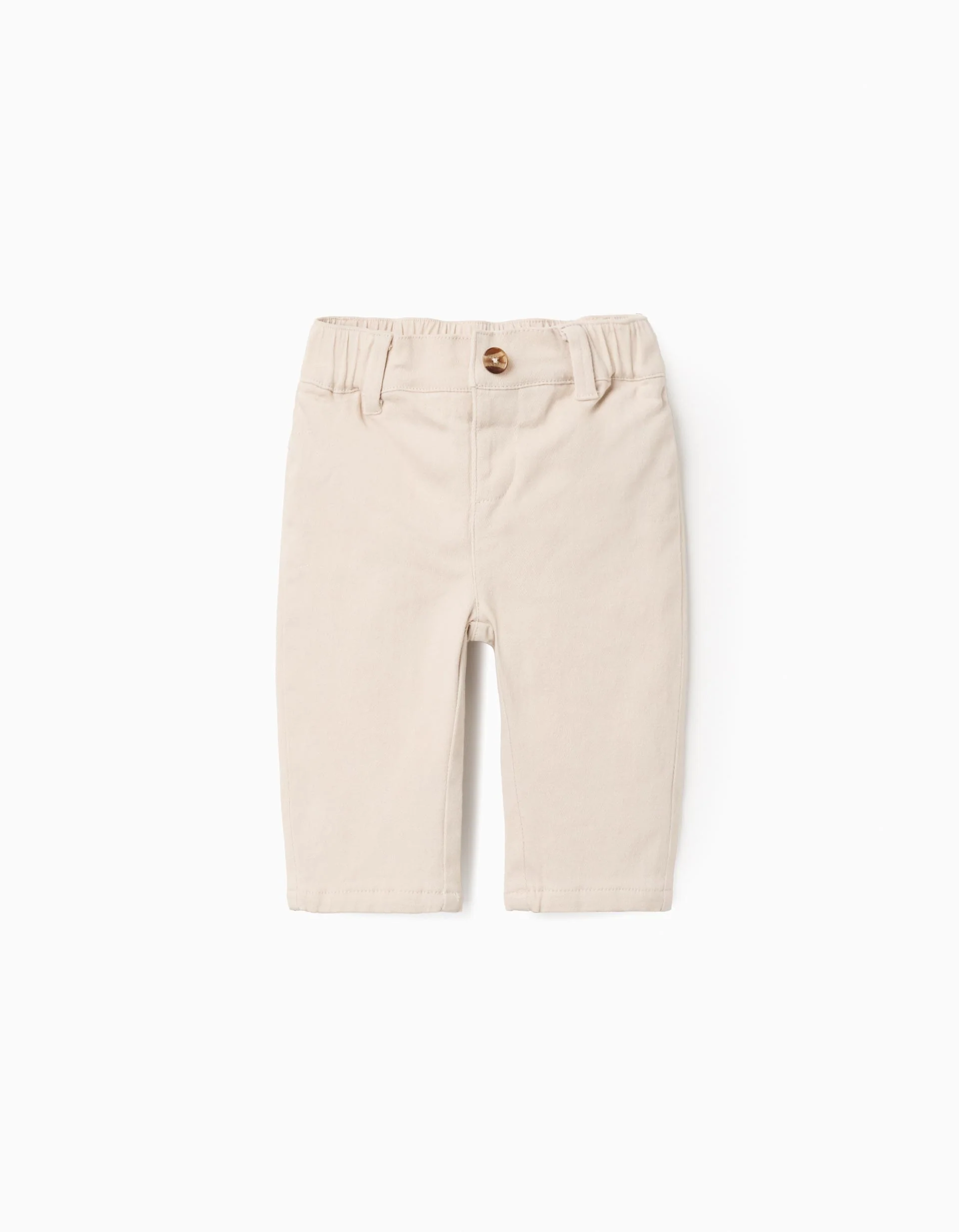 Cotton Twill Pants for Newborn Boys, Beige