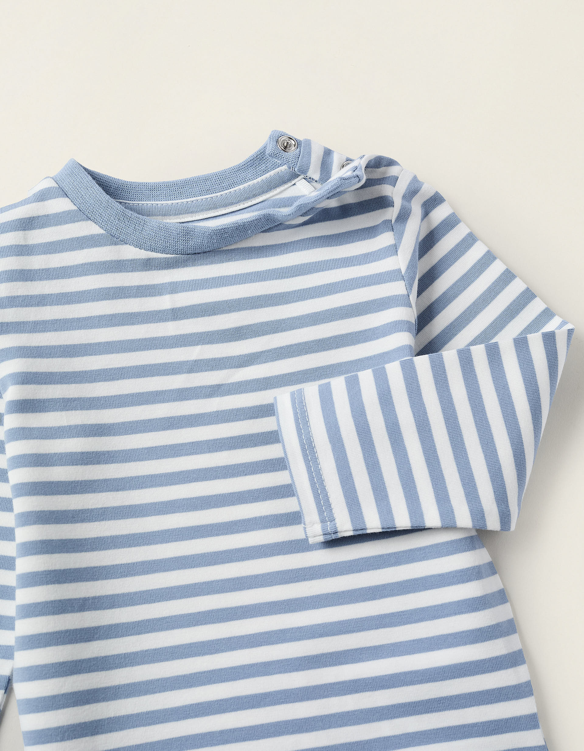Striped Long Sleeve Bodysuit for Newborns, White/Blue