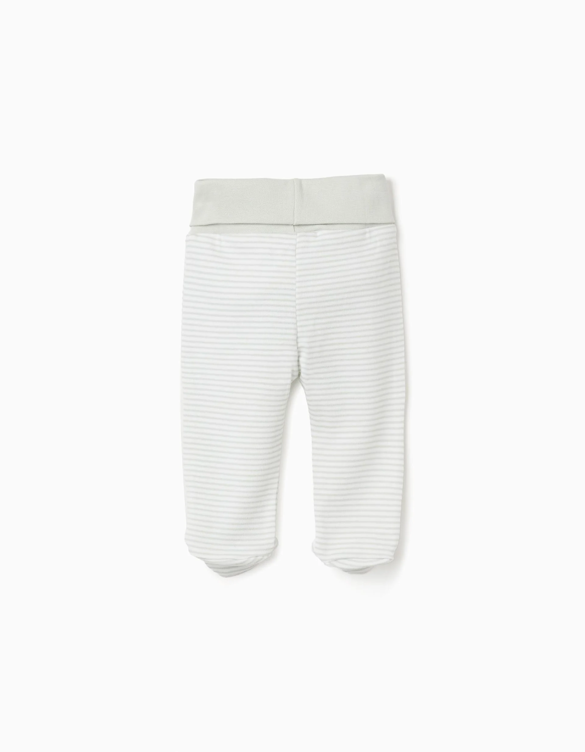 Pack of 4 cotton high waist trousers for newborn boys, white/green