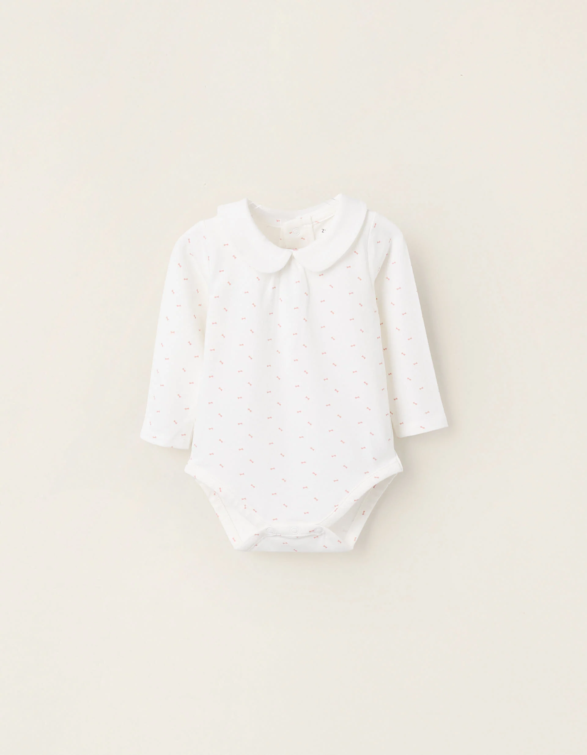Bodysuit with Motif for Newborn Girls 'Bows', White/Pink