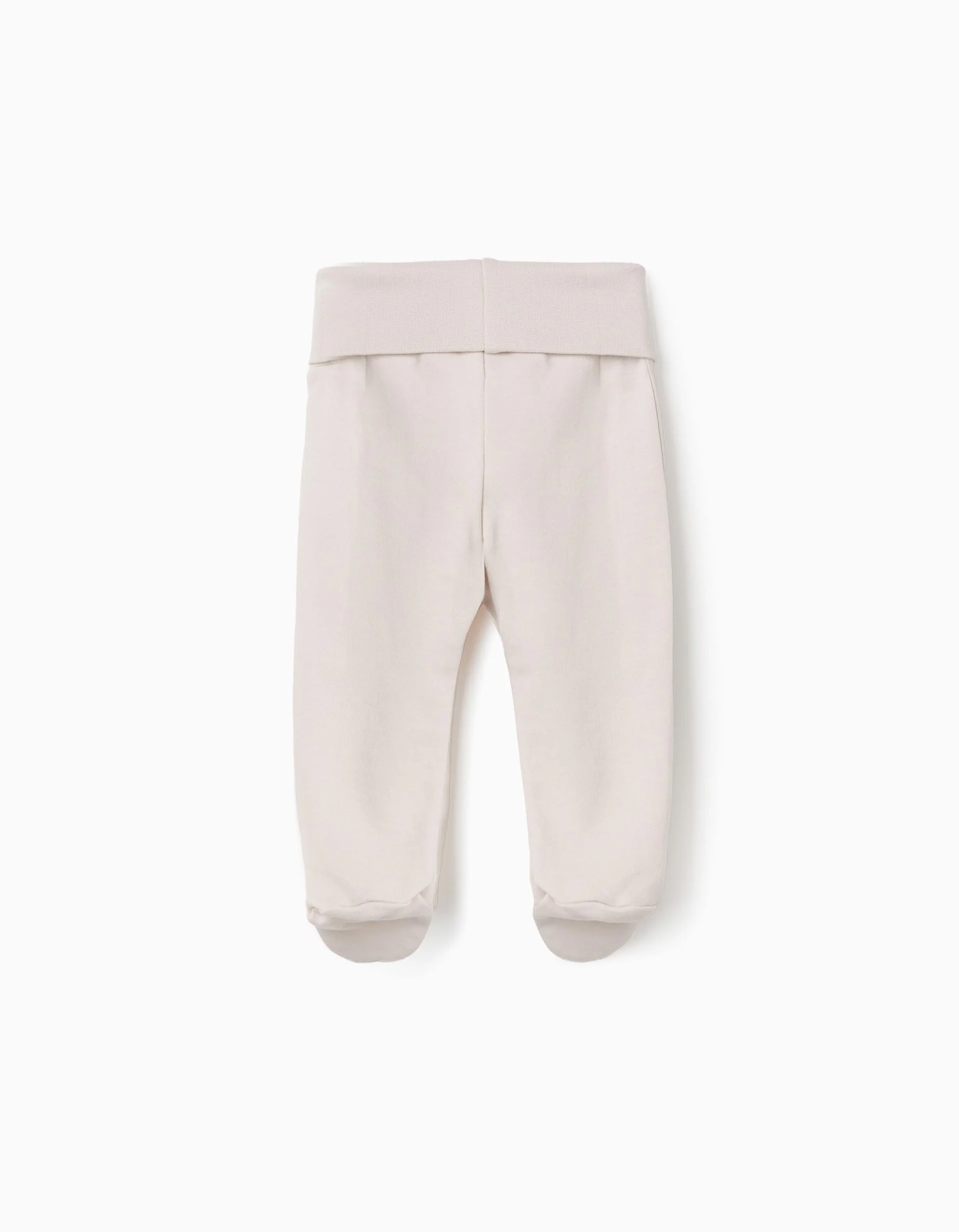 Pack of 4 footed cotton trousers for newborns and babies, multicolour