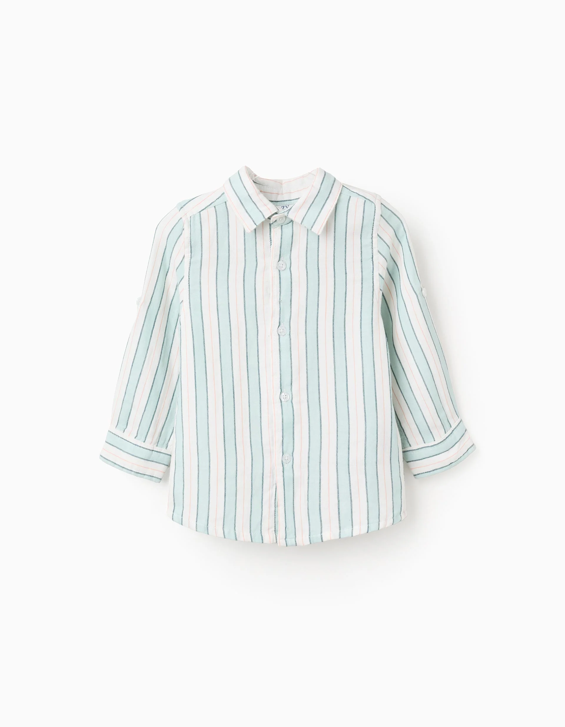 Striped Cotton Shirt for Baby Boys 'B&S', White/Aqua Green