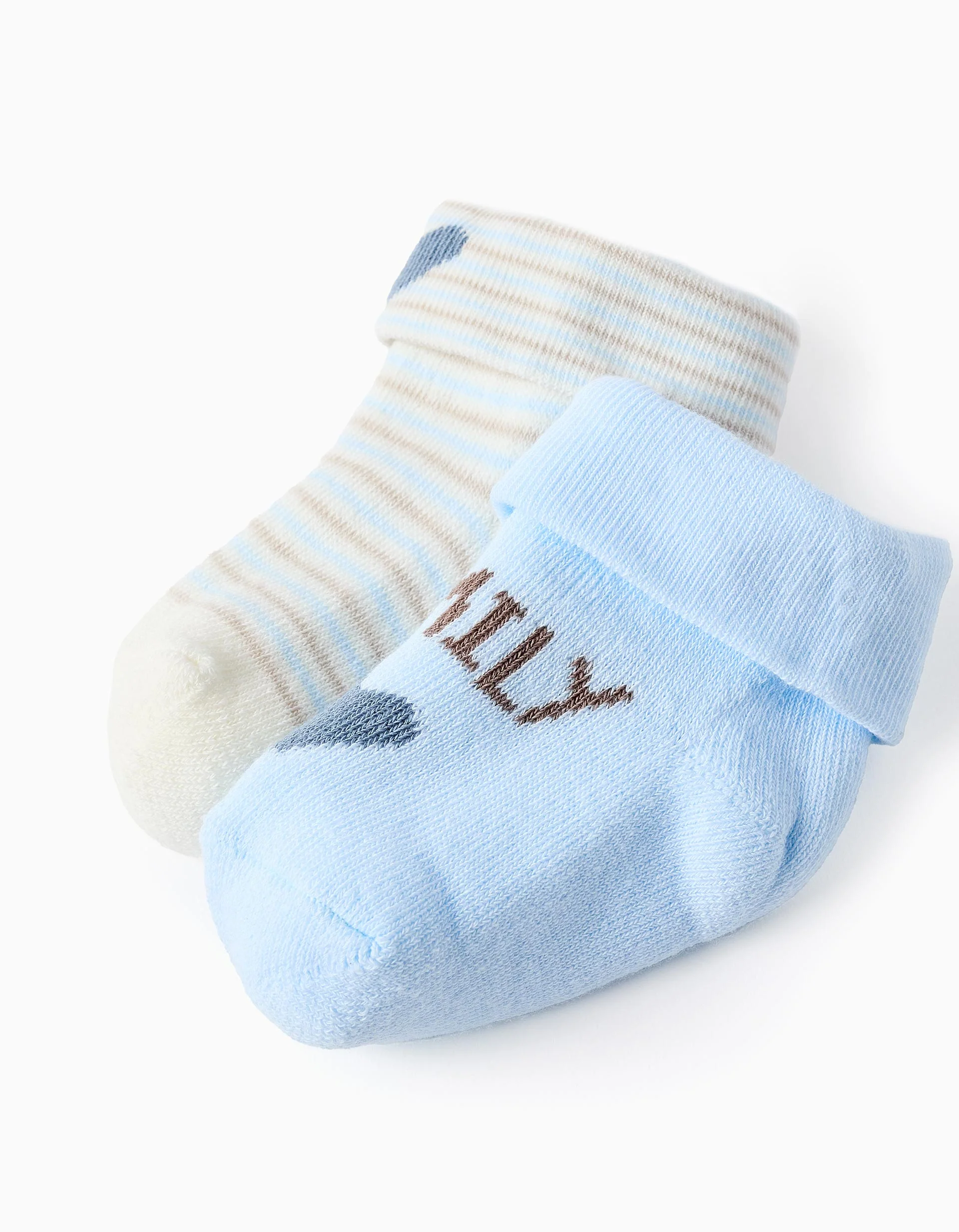 Pack of 2 Pairs of Thick Socks for Newborn and Babies 'Family', Blue