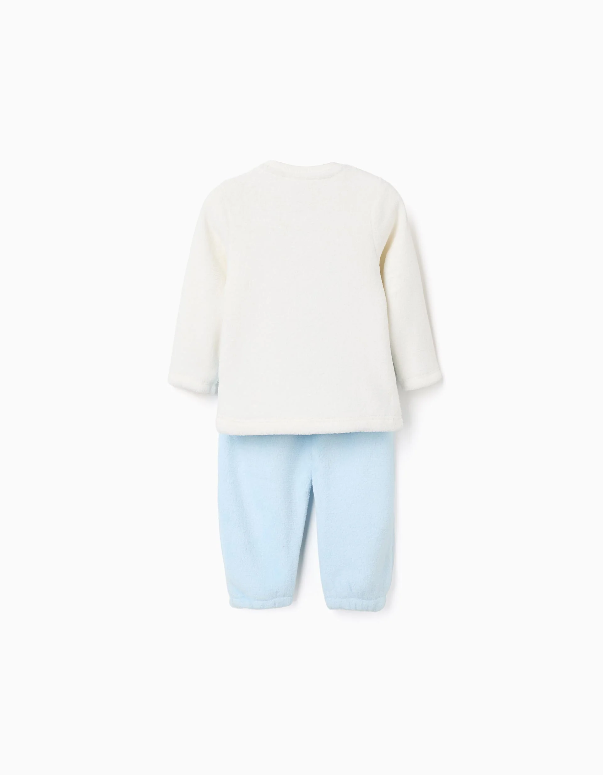 Coral fleece pyjamas with Mickey print for baby boys, white/blue