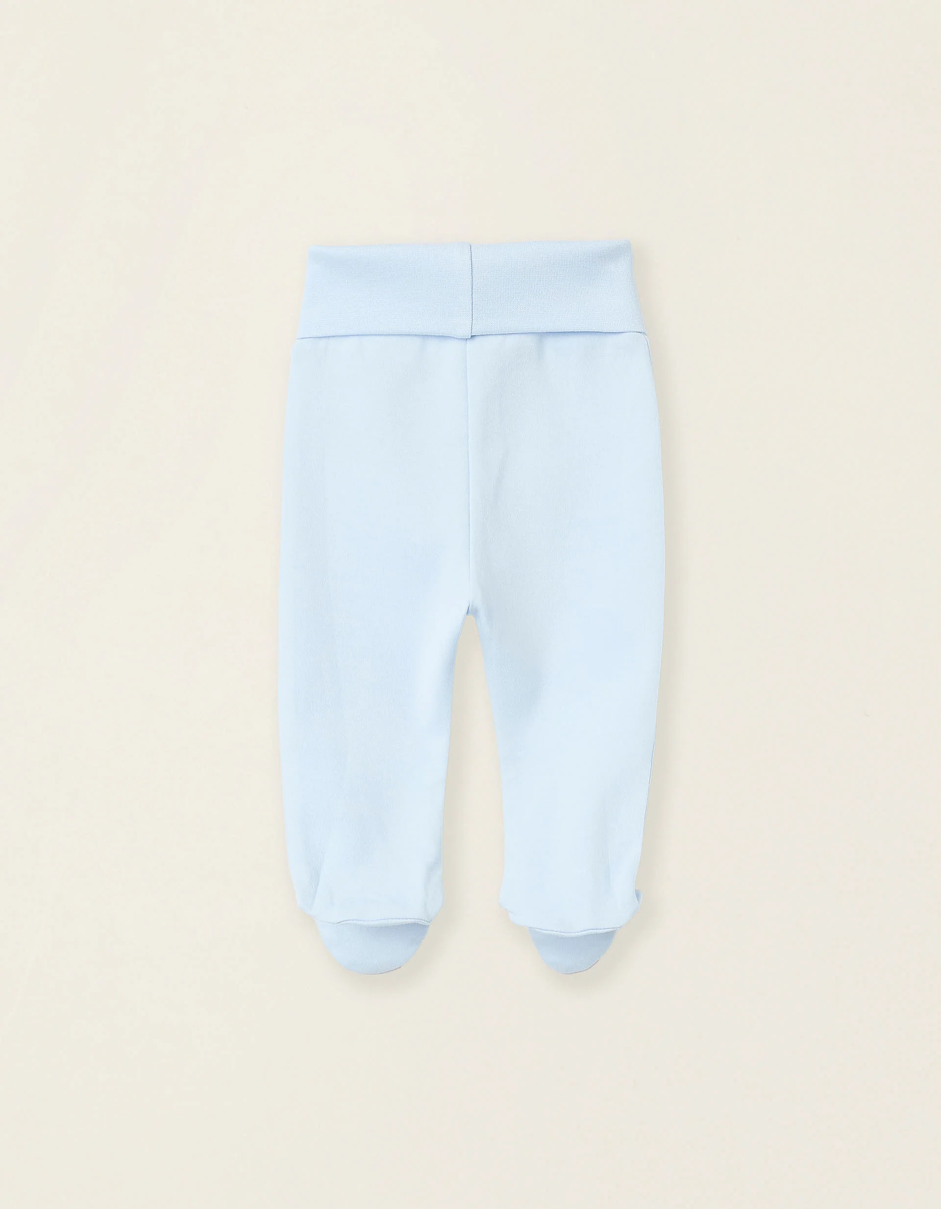 Pack of 4 Footed Cotton Trousers for Newborns and Babies, White/Blue