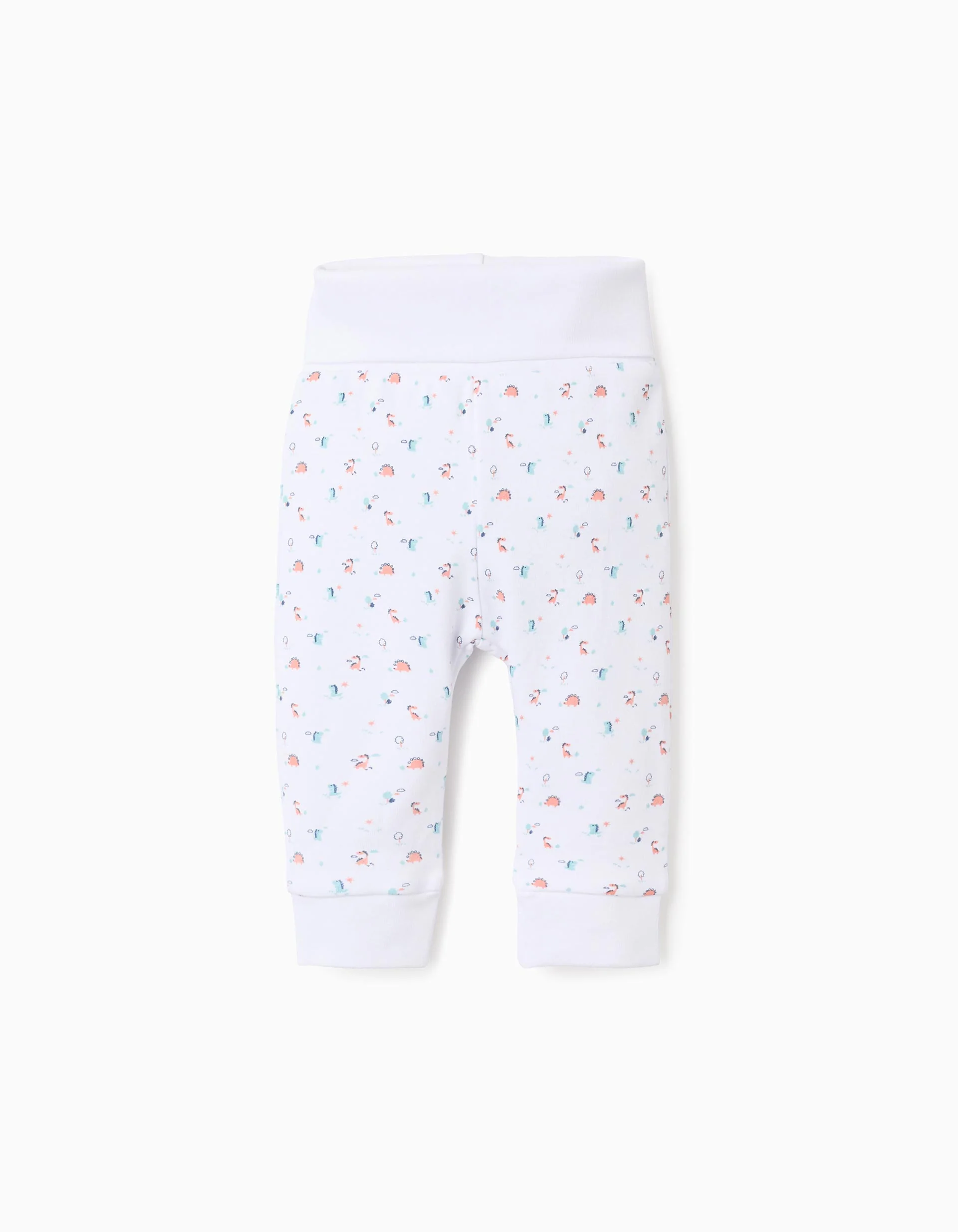 Pack of 4 Extra Comfy Trousers for Baby Boys 'Dino', White/Aqua Green