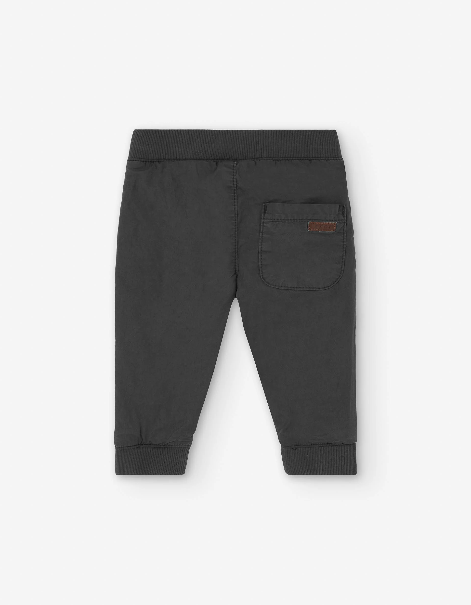Twill joggers with decorative drawstring for baby boys, dark grey