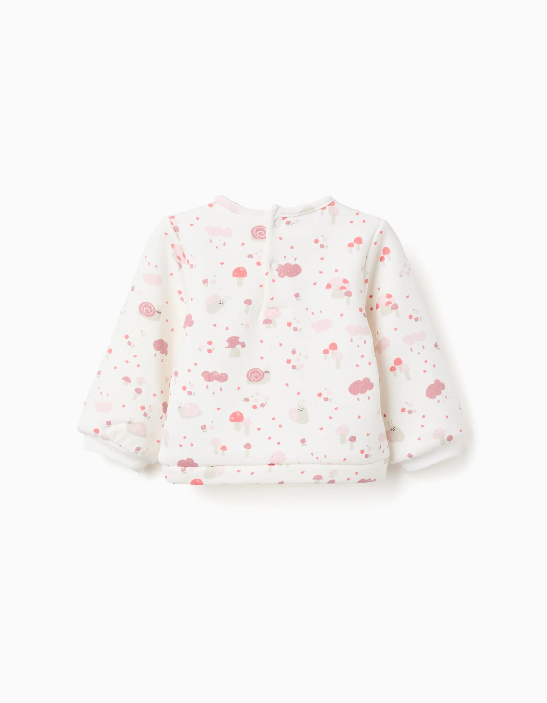 Sweatshirt with plush lining and motif for newborn girls, white