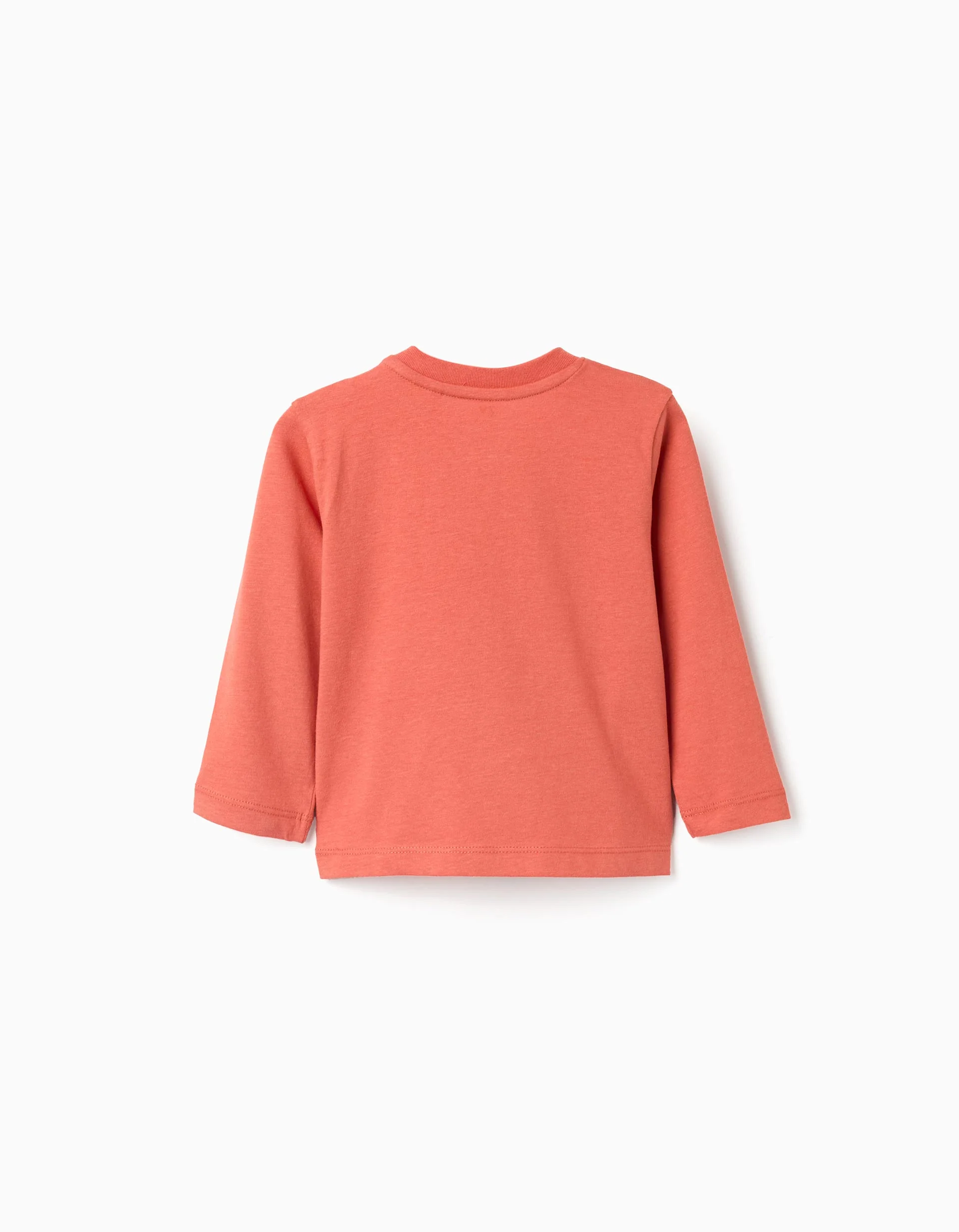 Long sleeve cotton T-shirt 'fox' for baby boys, orange