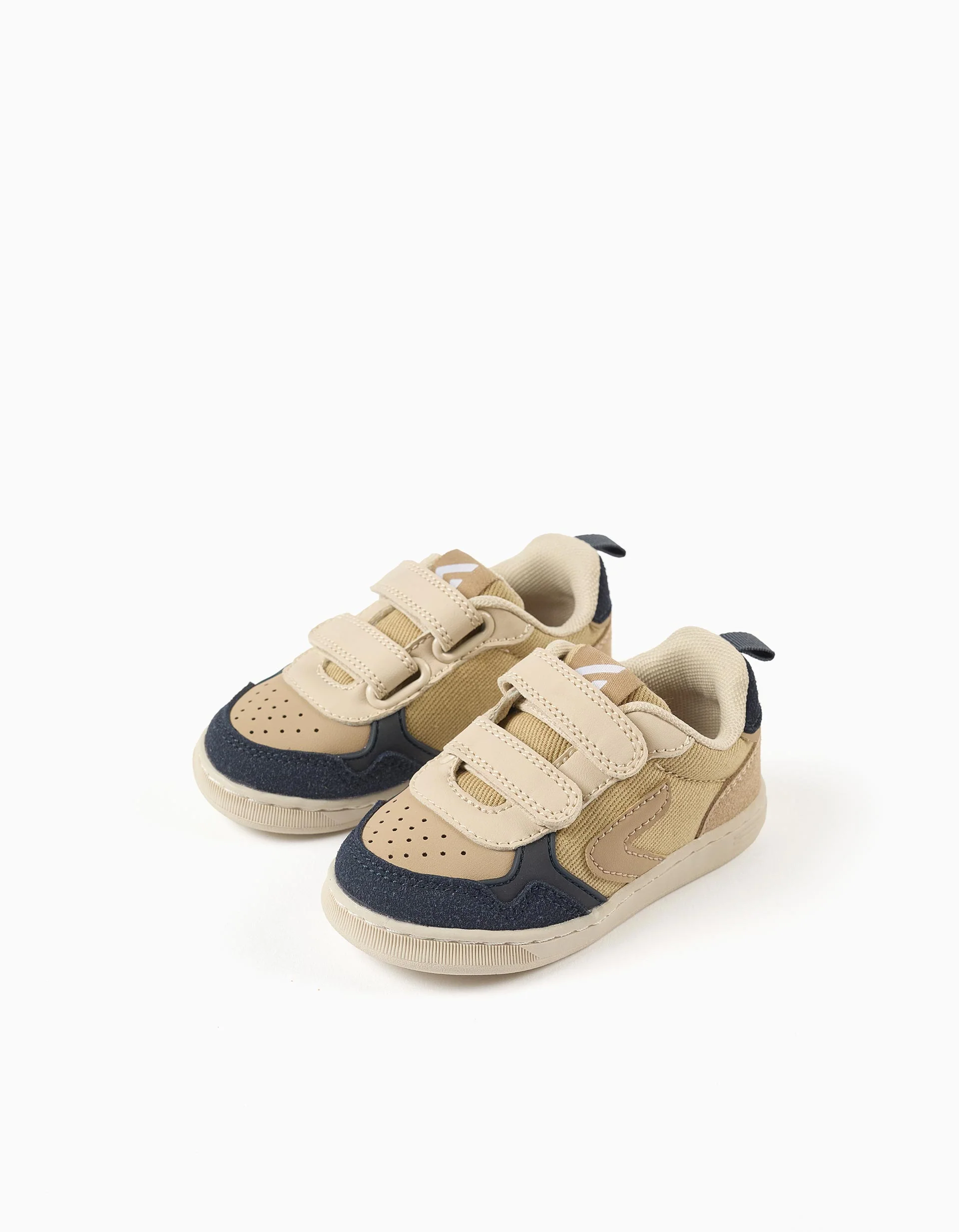 Dual-fabric ZY Move trainers for baby boys, beige/dark blue