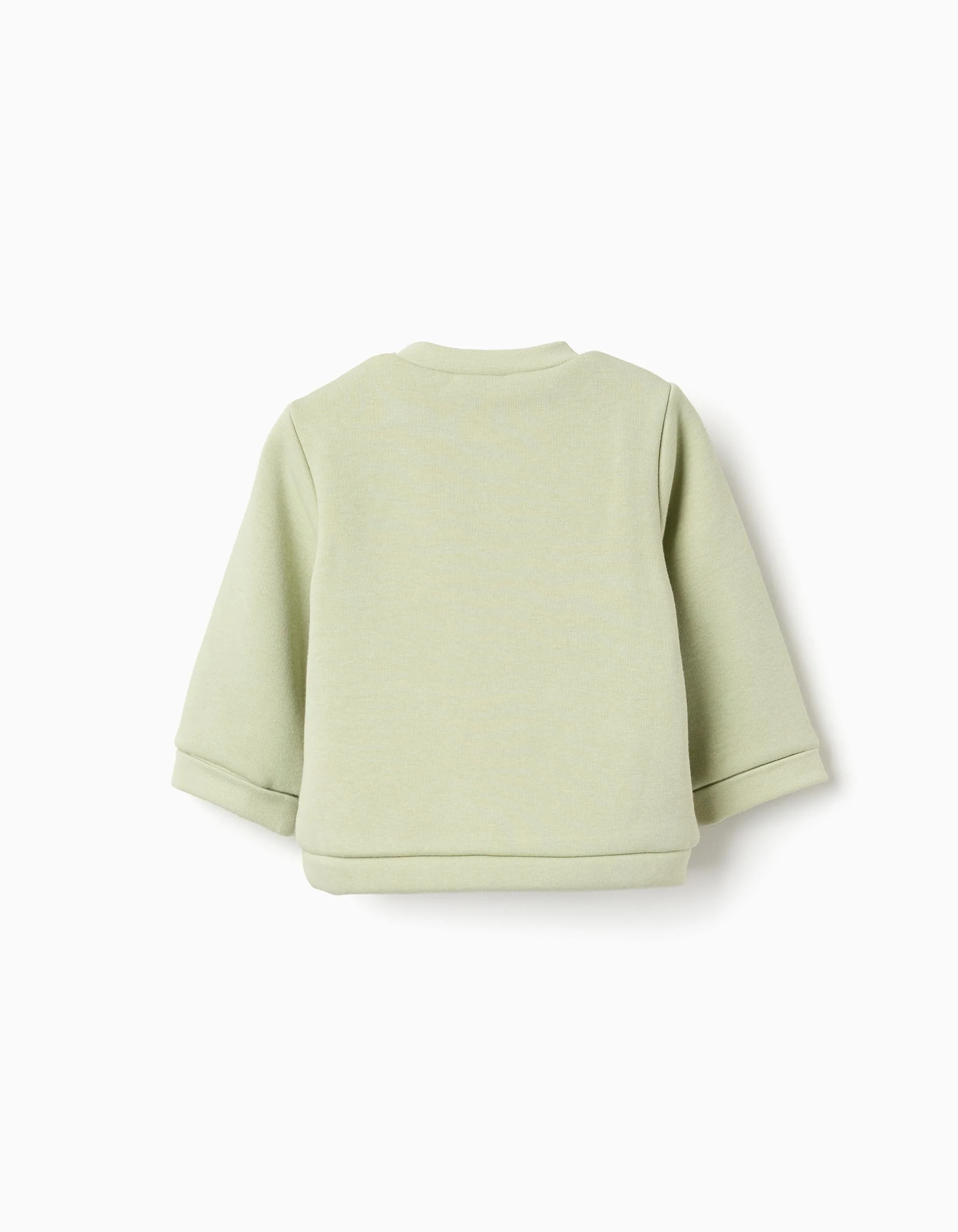 Sweatshirt with plush lining and snail print for newborn boys, green