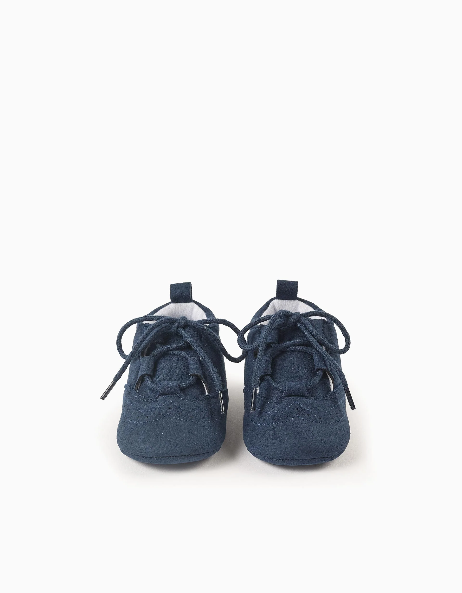 Suedette shoes with brogue detail for newborn boys, dark blue