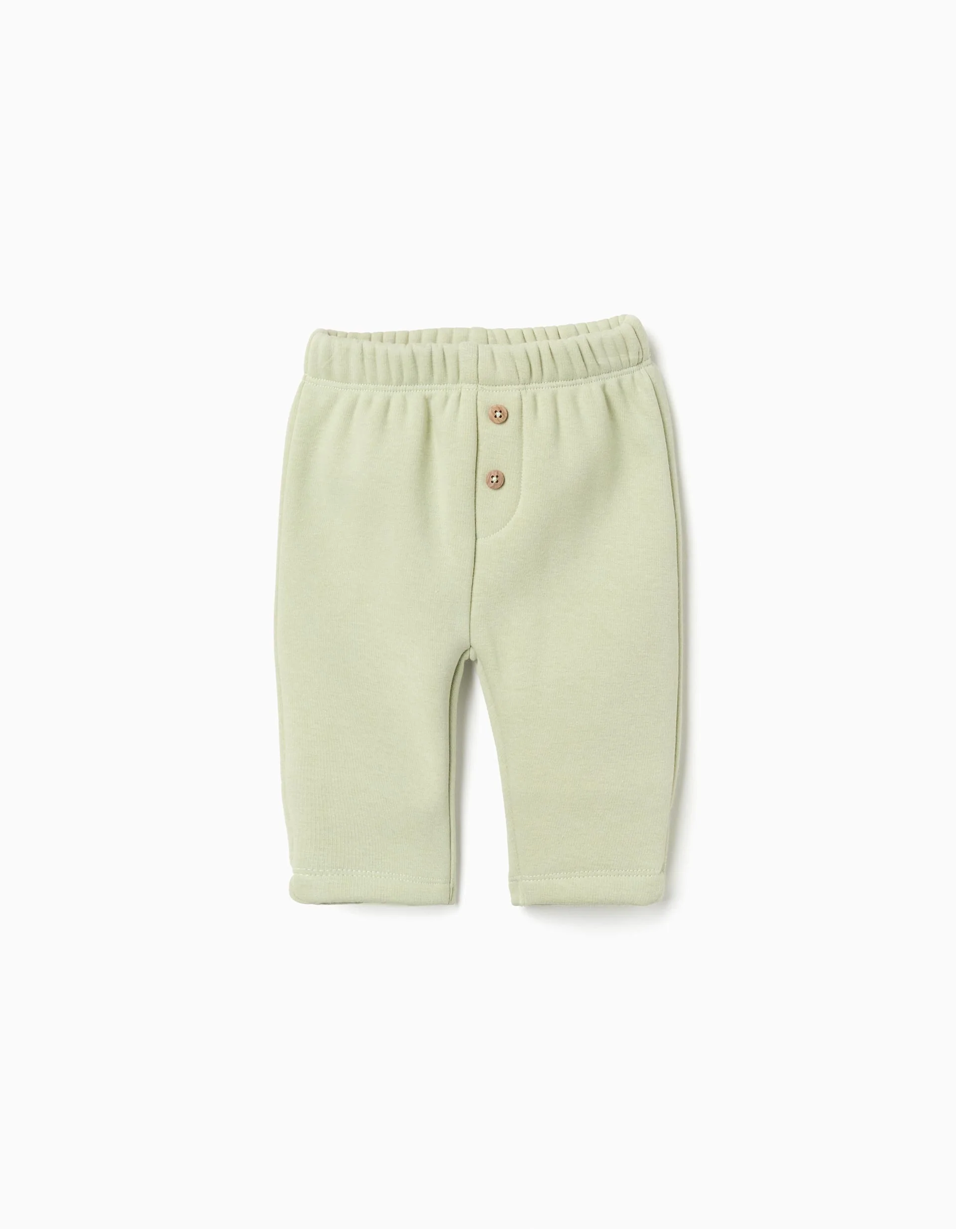 Trousers with plush lining for newborn girls, light green