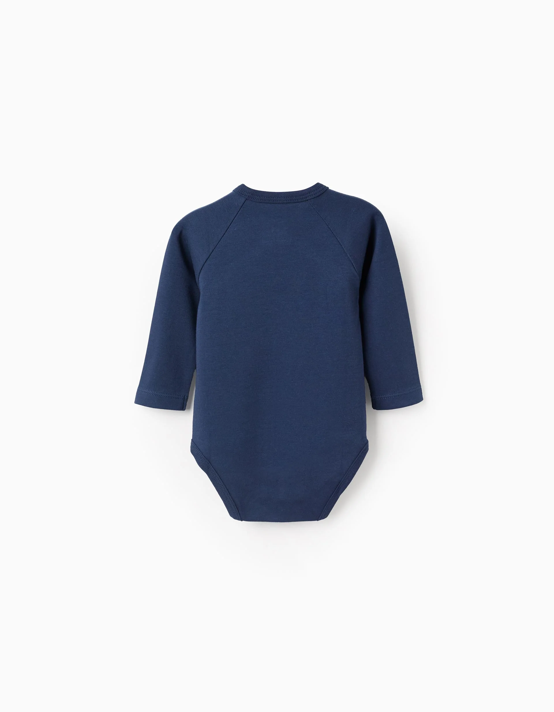 Pack of 4 Cotton Wrapover Bodysuits for Baby Boys 'Cars', White/Dark Blue