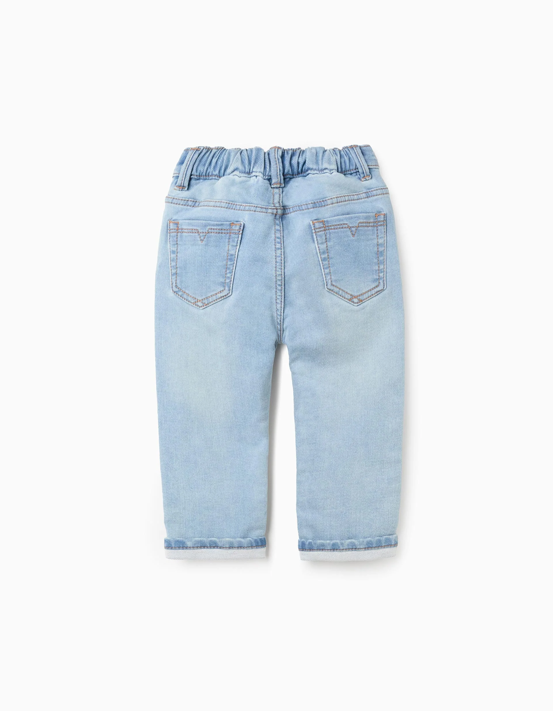 Jeans with folded hem for baby boys, light blue