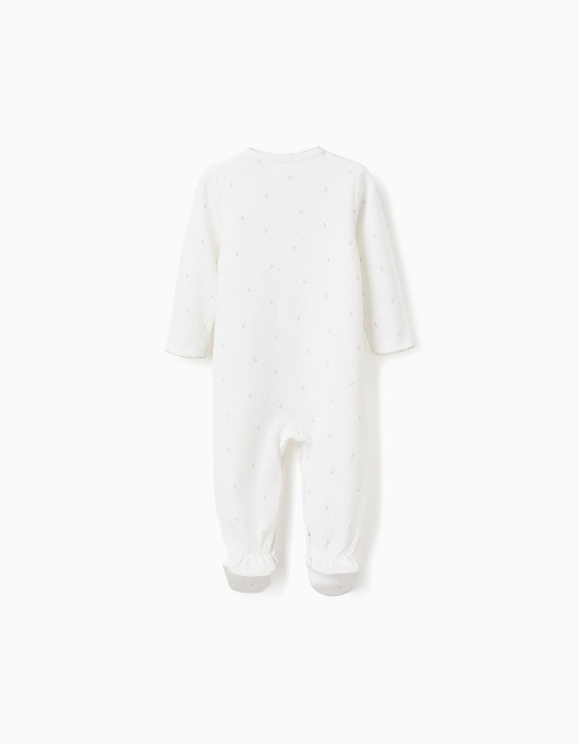 3-piece cotton set with moon motif for newborns, white