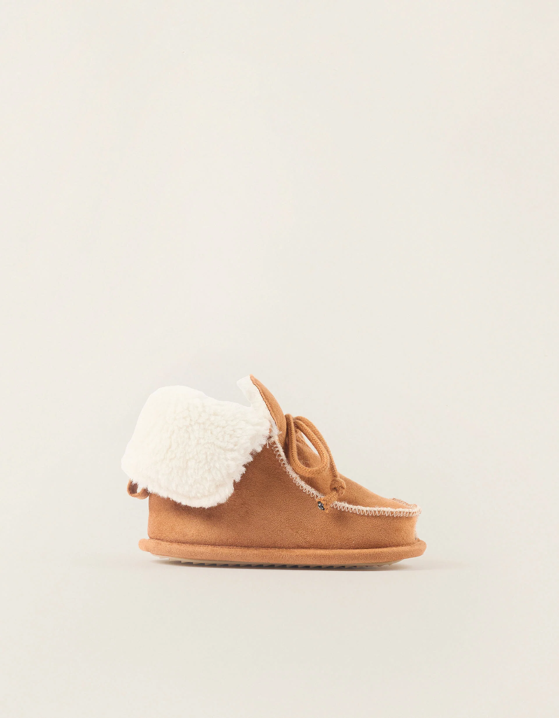 Suedine Boots with Fur Lining for Newborns, Camel