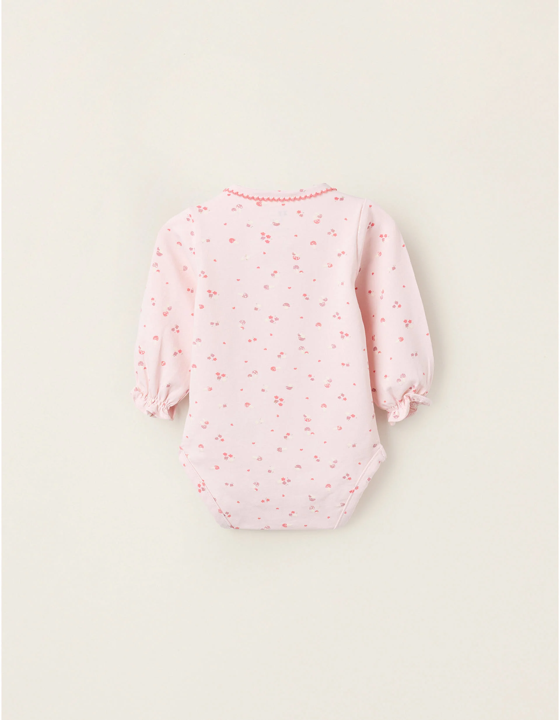 Bodysuit with Flower and Mushroom Pattern for Newborn Girls, Pink