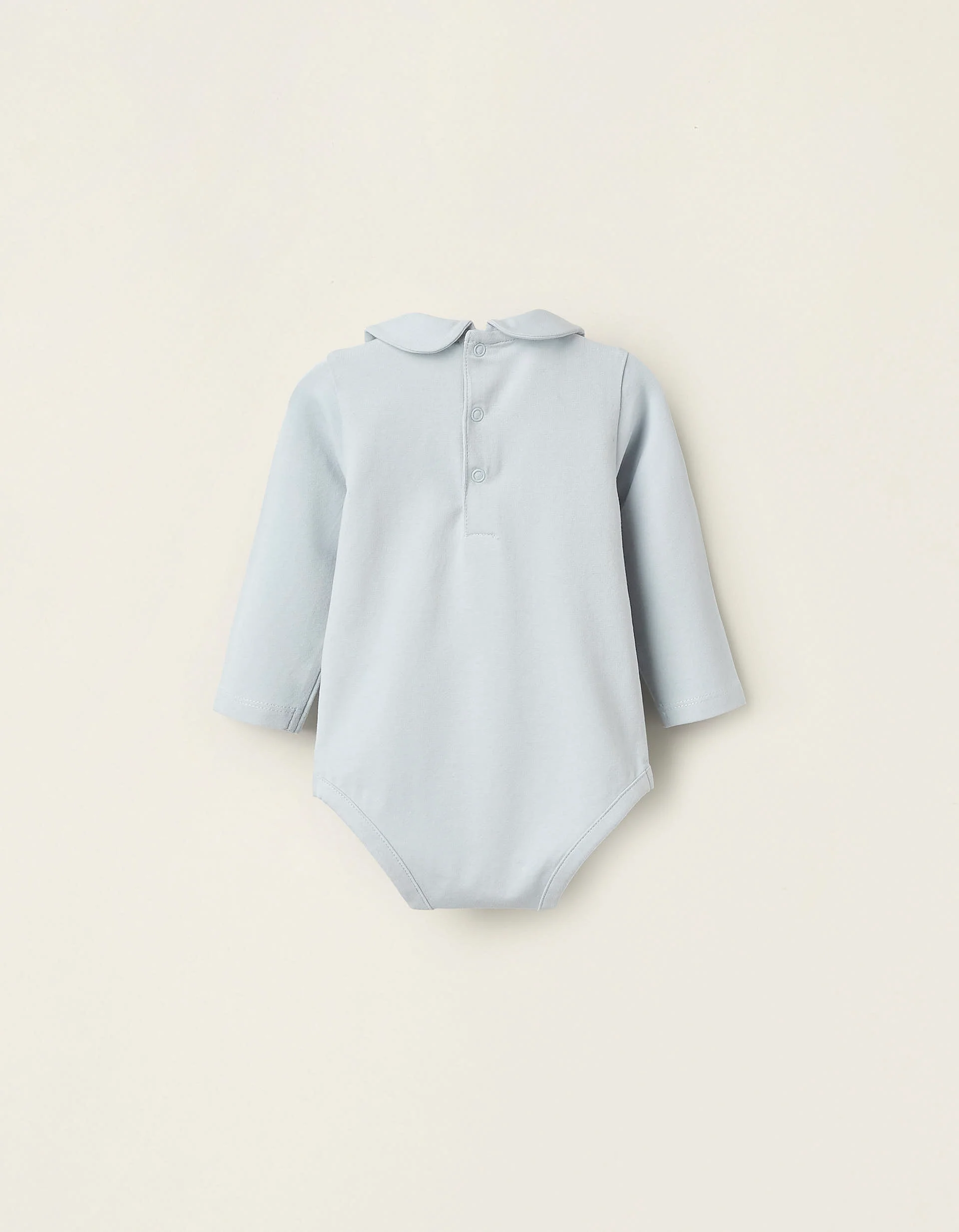 Pack of 2 Bodysuits with Peter Pan Collar for Newborn Girls, White/Blue