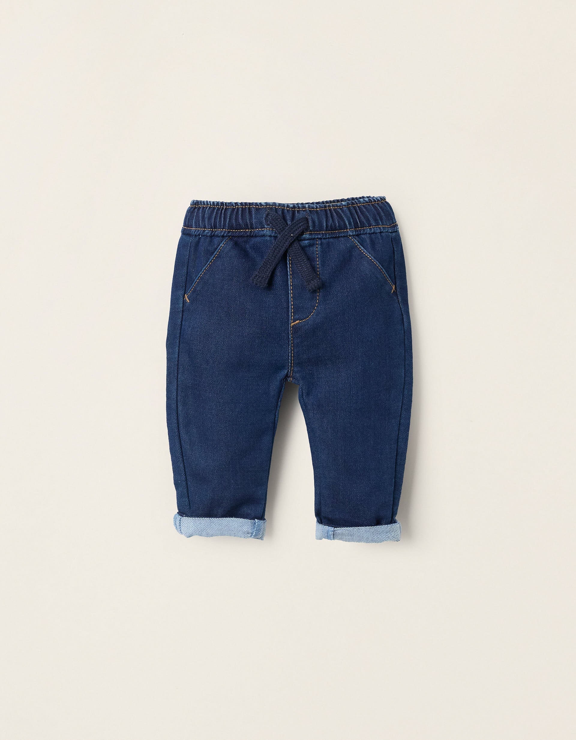 Jeans with Drawstring for Newborns, Blue