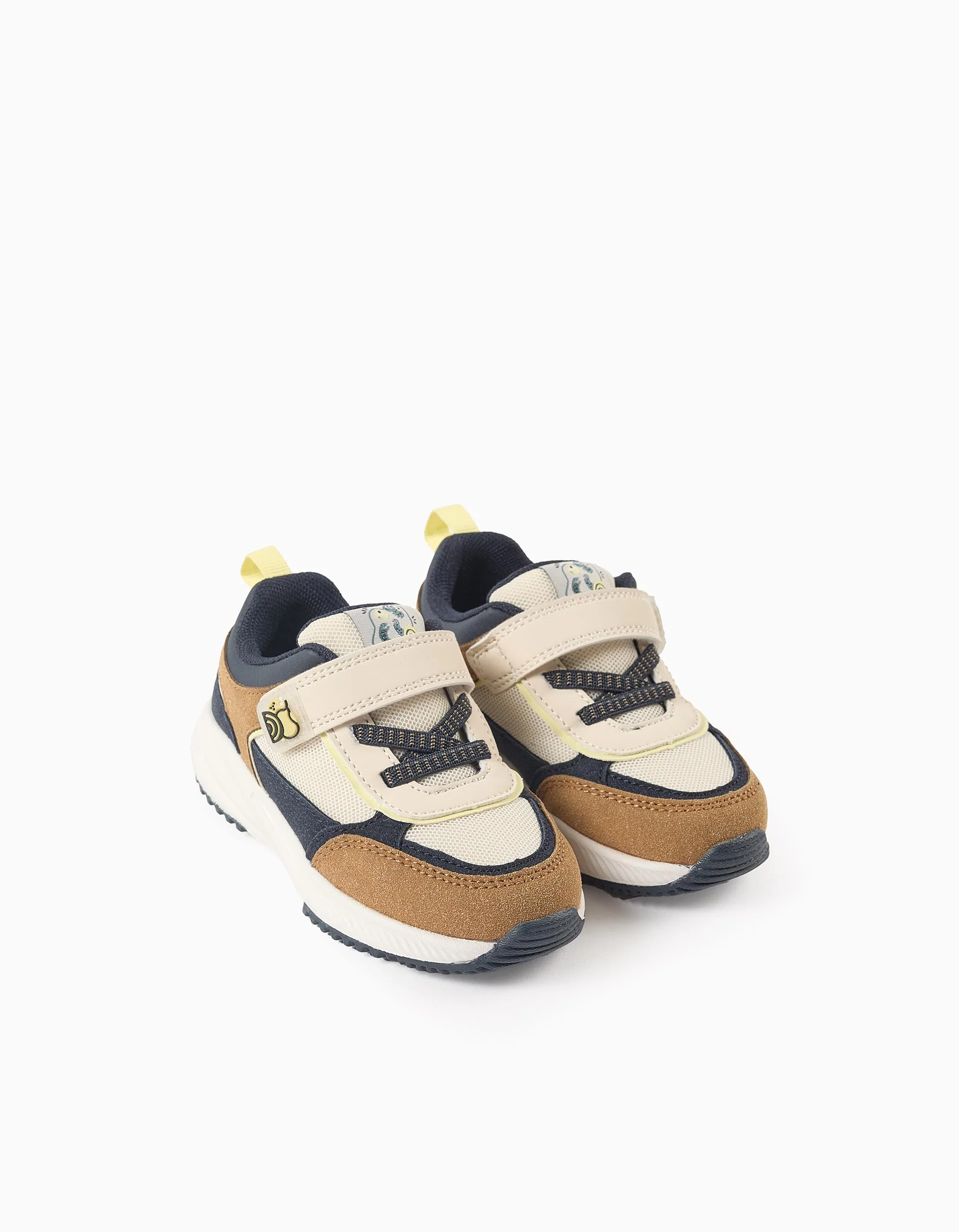 Mixed Trainers for Baby Boys 'Abstract', White/Blue/Camel