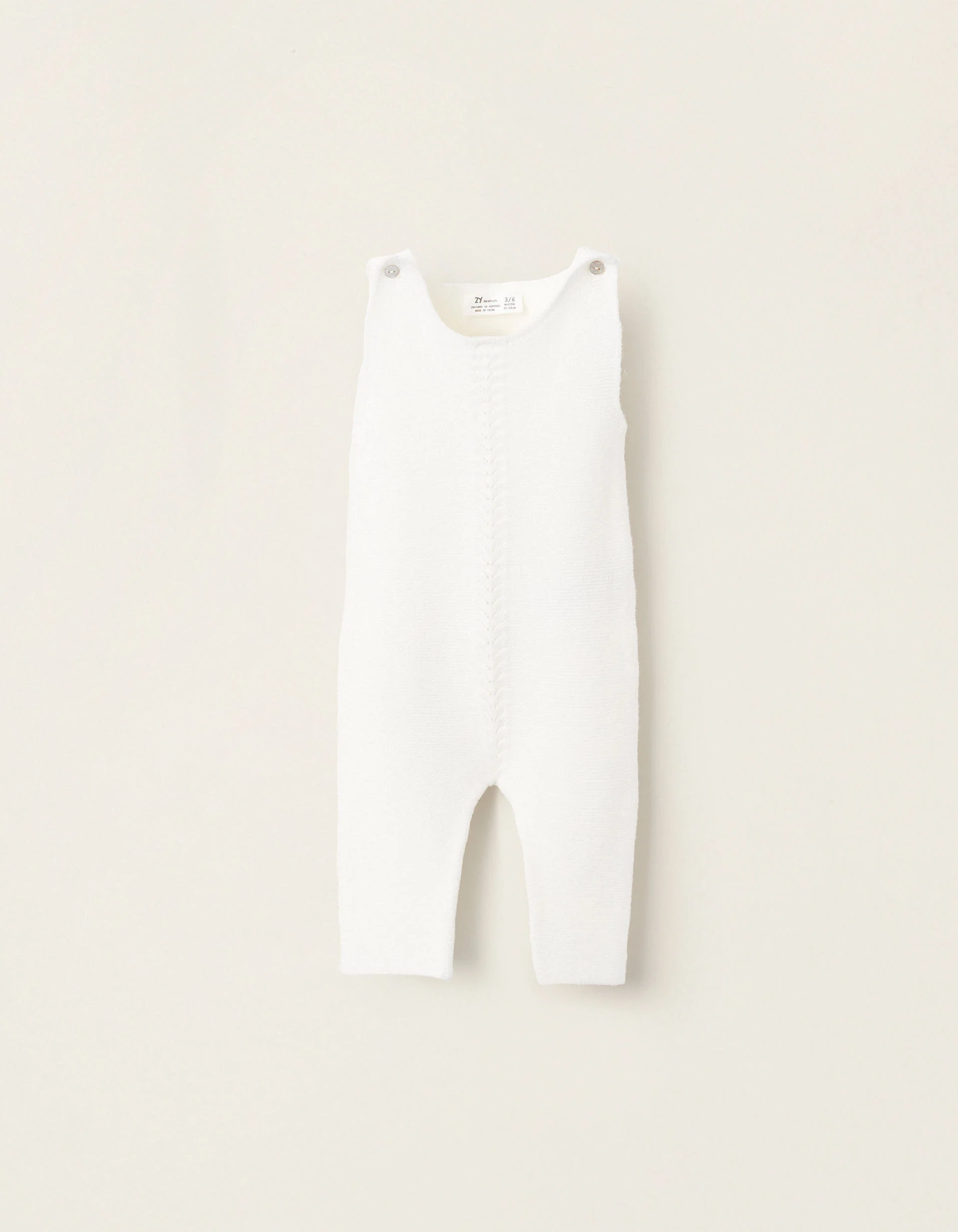 Knitted Jumpsuit with Braided Detail for Newborn Girls, White