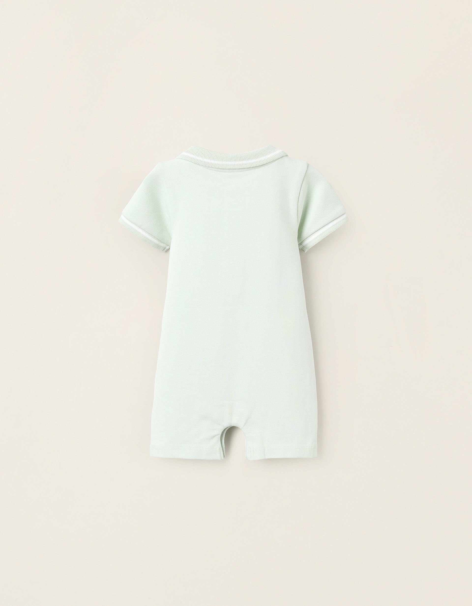Piqué Polo Romper for Newborns, Aqua Green
