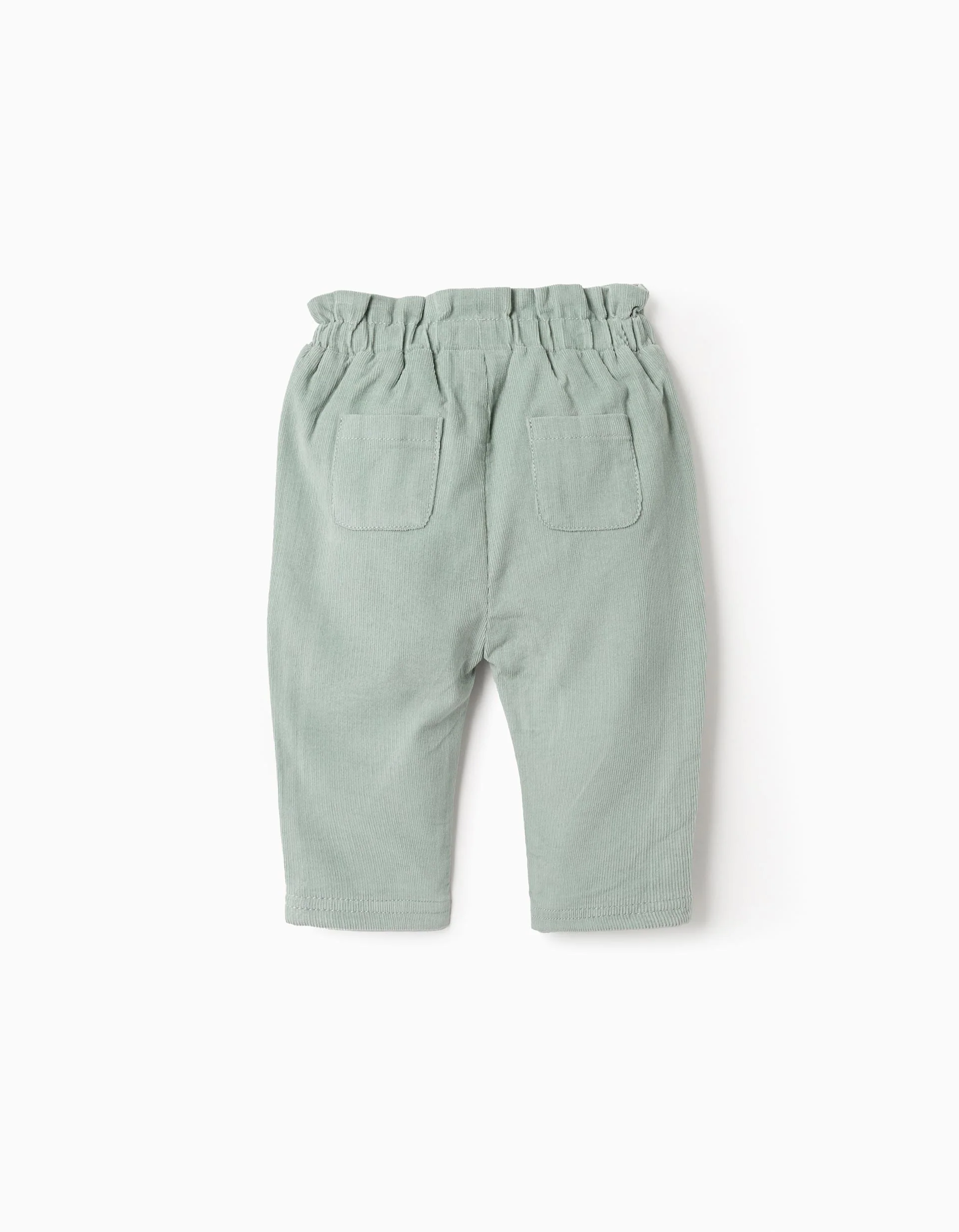 Corduroy Trousers with Bow for Newborn Girls, Green