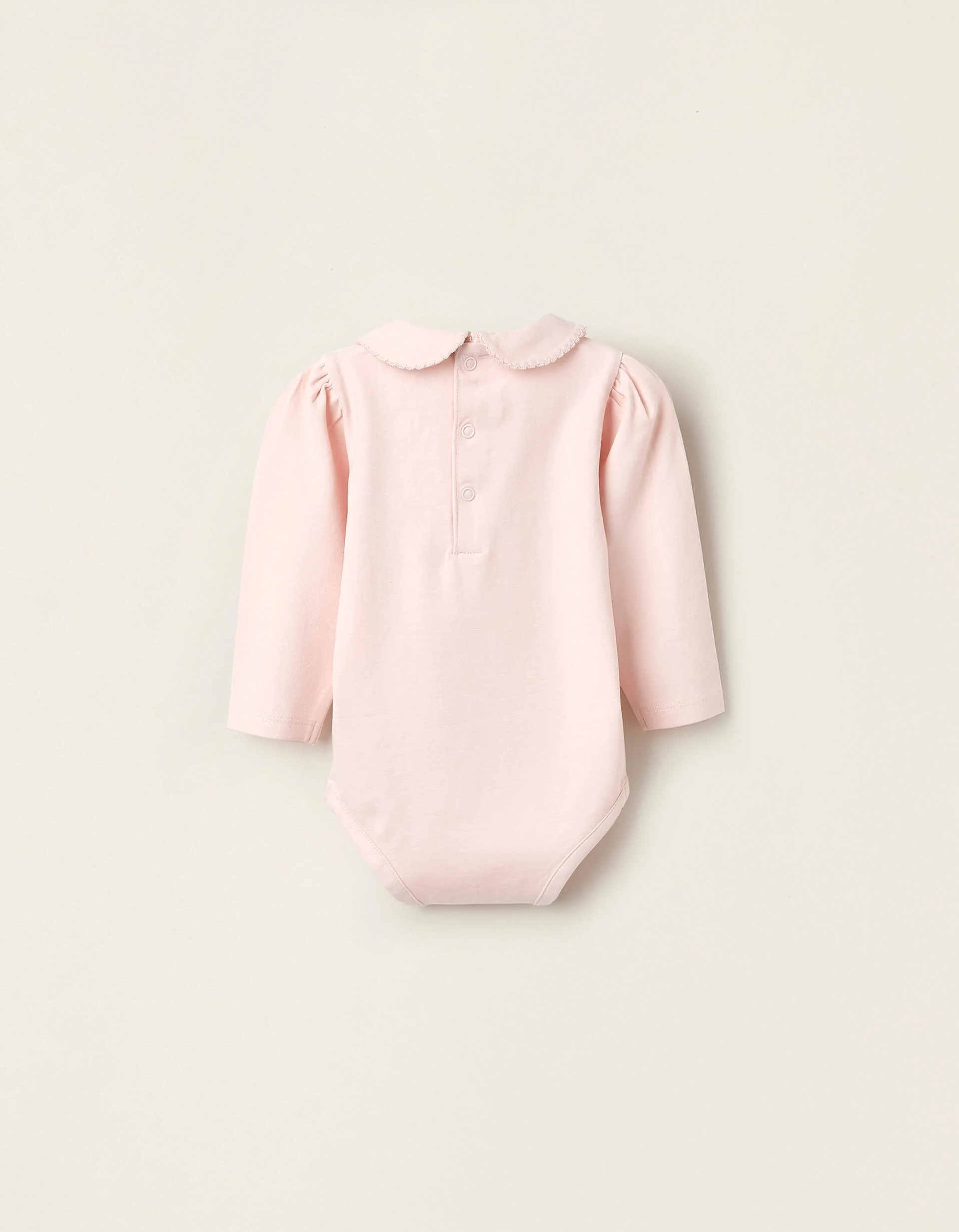 Pack of 2 Bodysuits with Peter Pan Collar for Newborn Girls, White/Pink