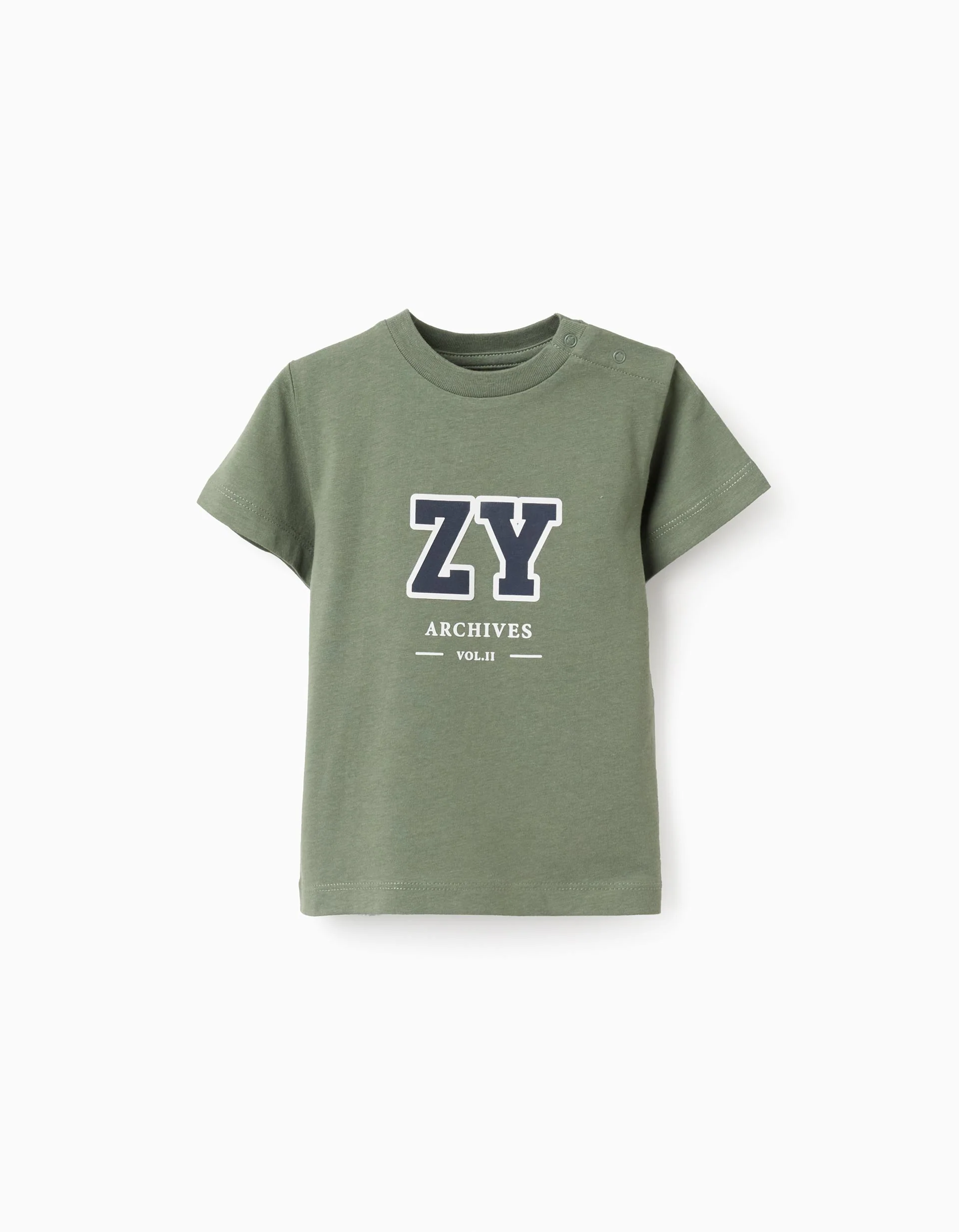 Cotton T-shirt 'ZY' for Baby Boys, Green/Dark Blue/White