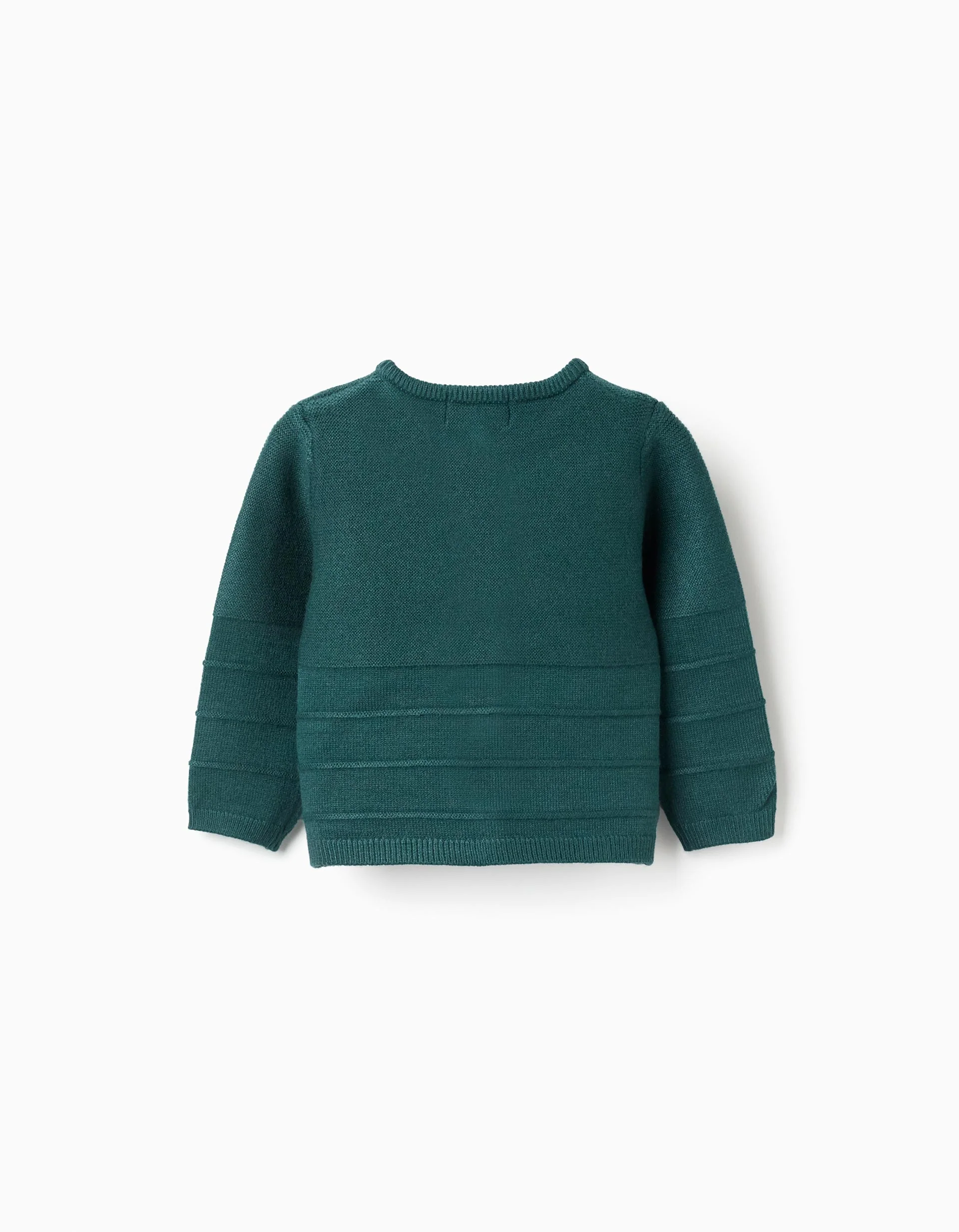 Knitted jacket with embossed lines You&Me for newborn boys, dark green