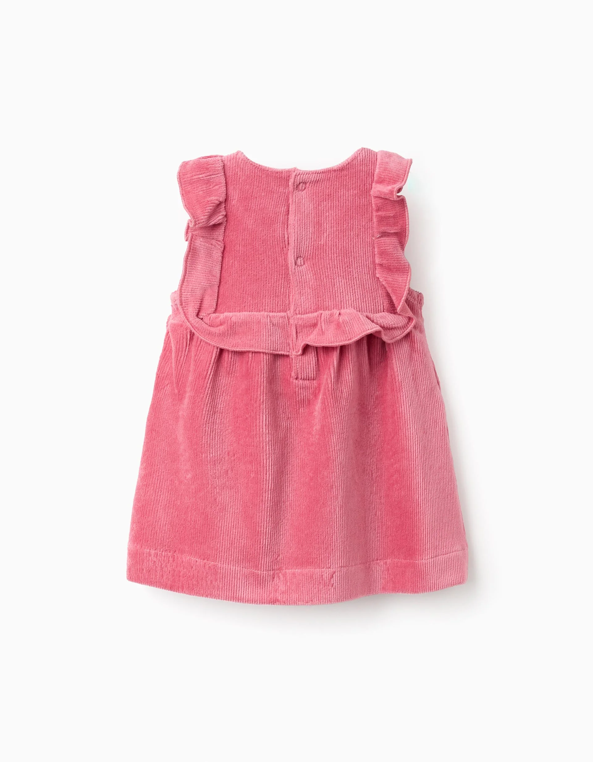 Corduroy Dress with Ruffles for Newborns, Pink