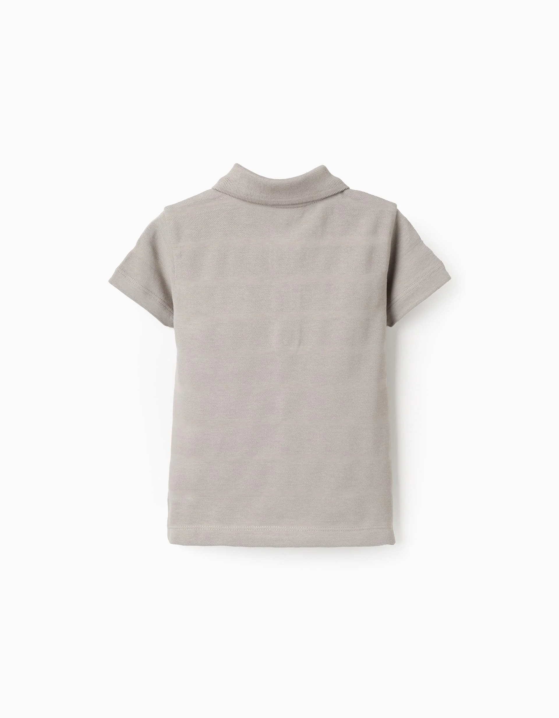 Cotton Striped Textured Polo-shirt for Baby Boys, Grey