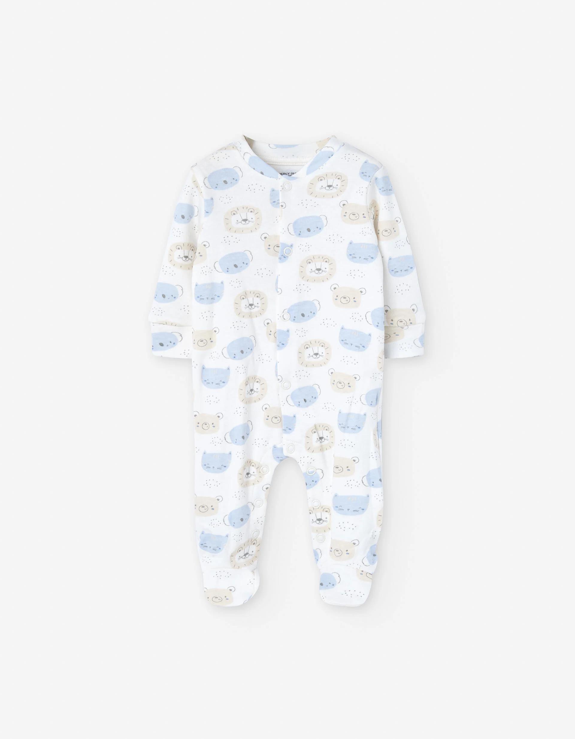 Brushed cotton sleepsuit with motif for newborn boys, white
