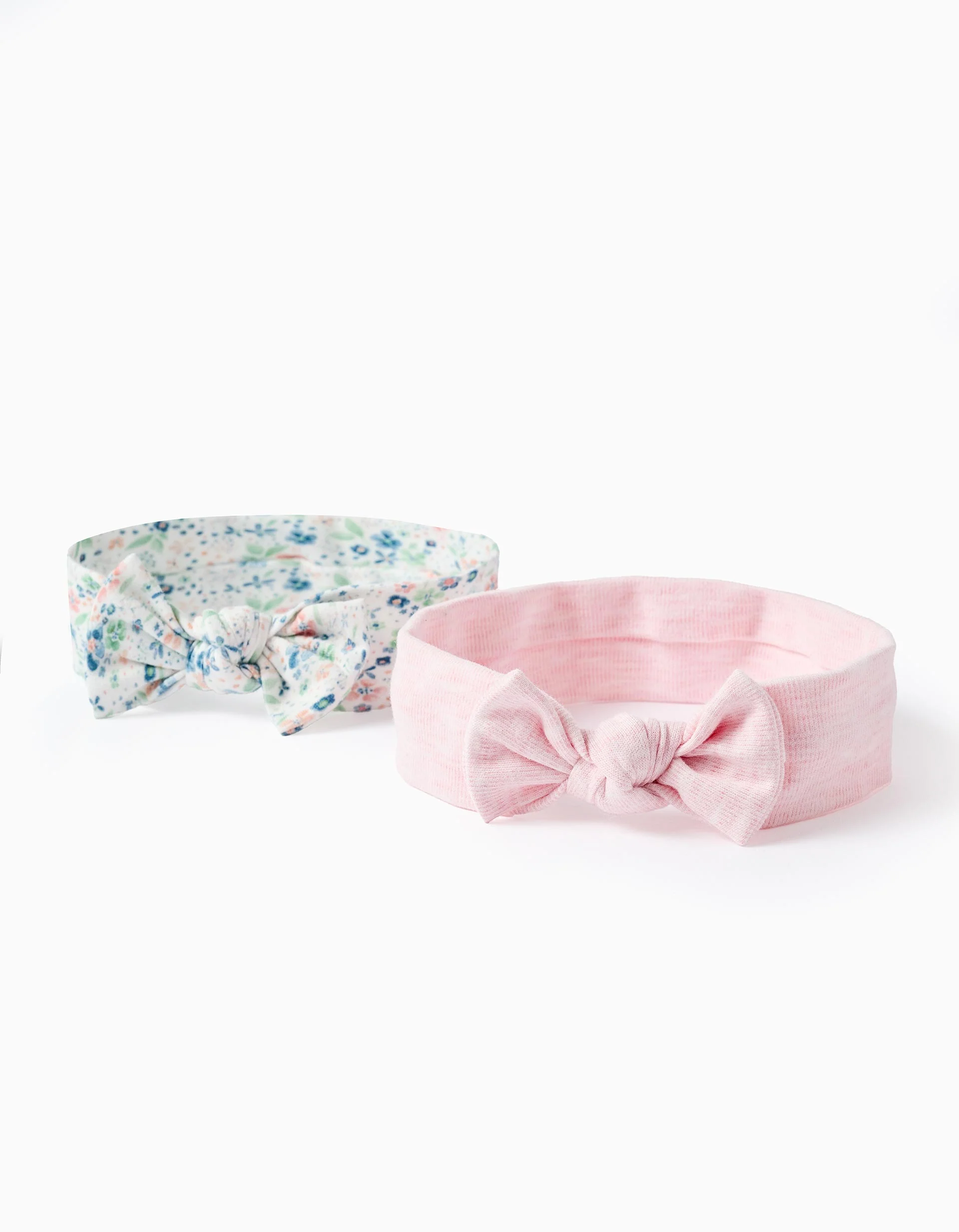 Pack of 2 Headbands Floral/Plain for Baby Girls, Pink