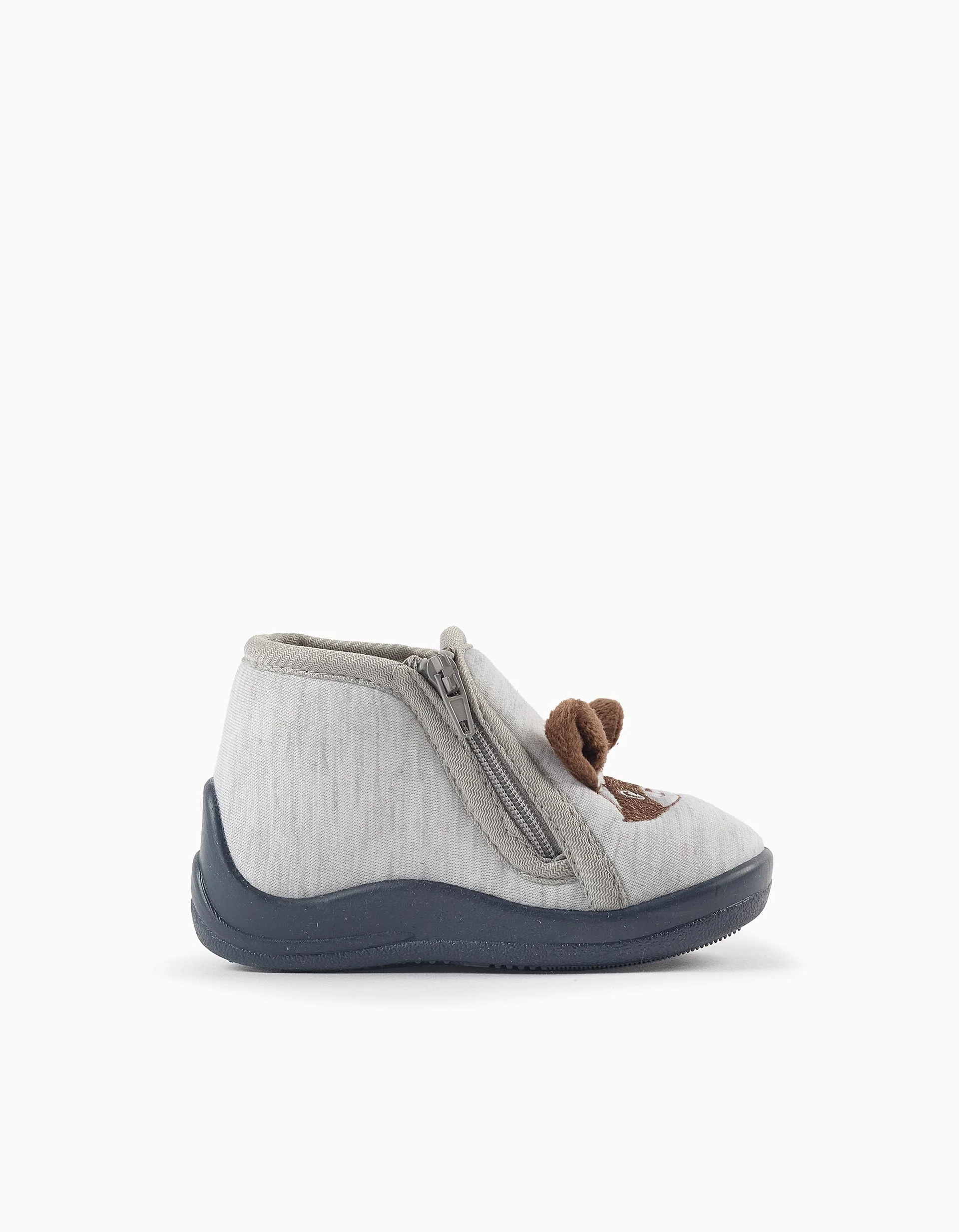 Jersey Slippers with Ears for Baby Boys 'Raccoon', Grey