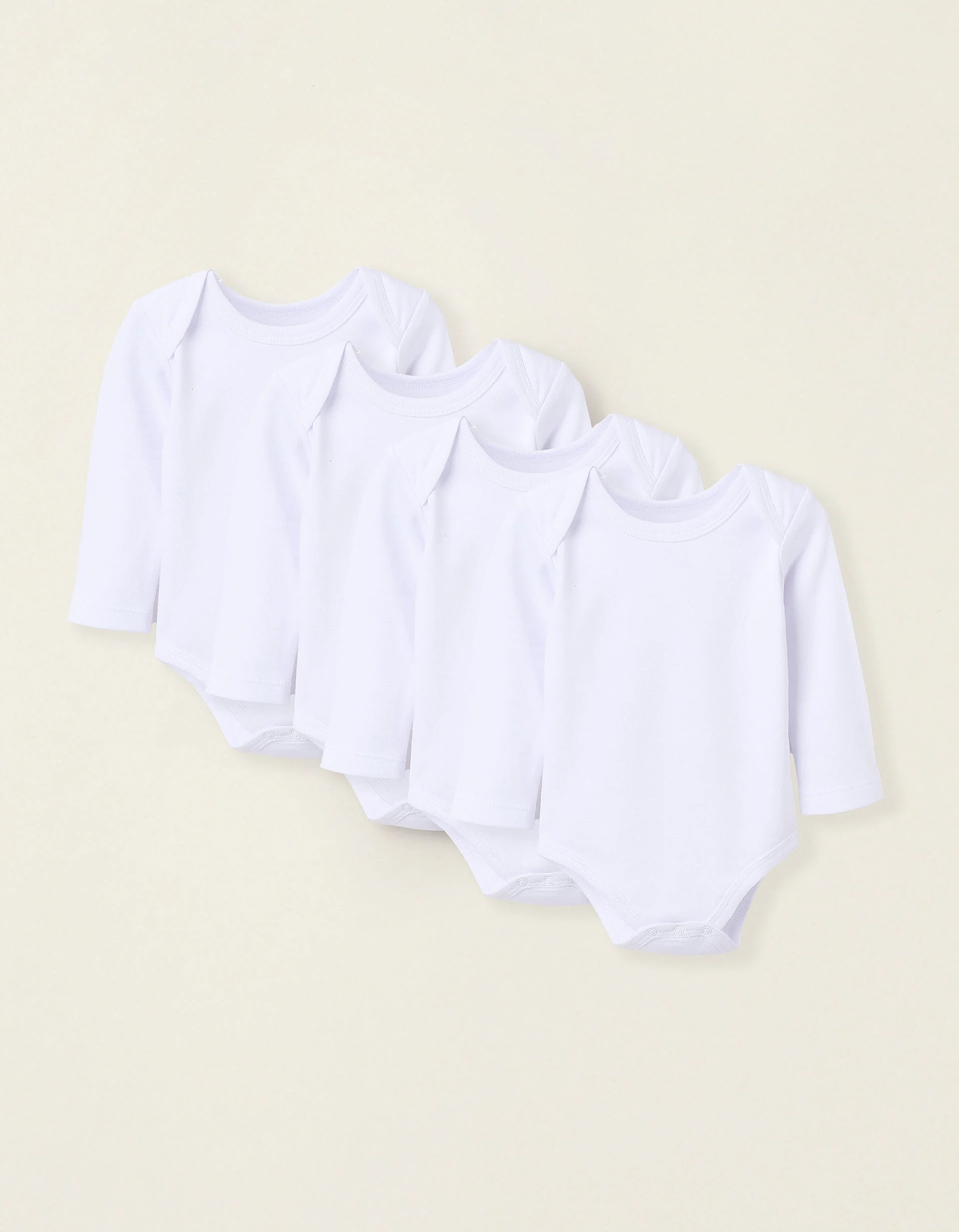 Pack of 4 Plain Cotton Bodysuits for Newborns and Babies, White