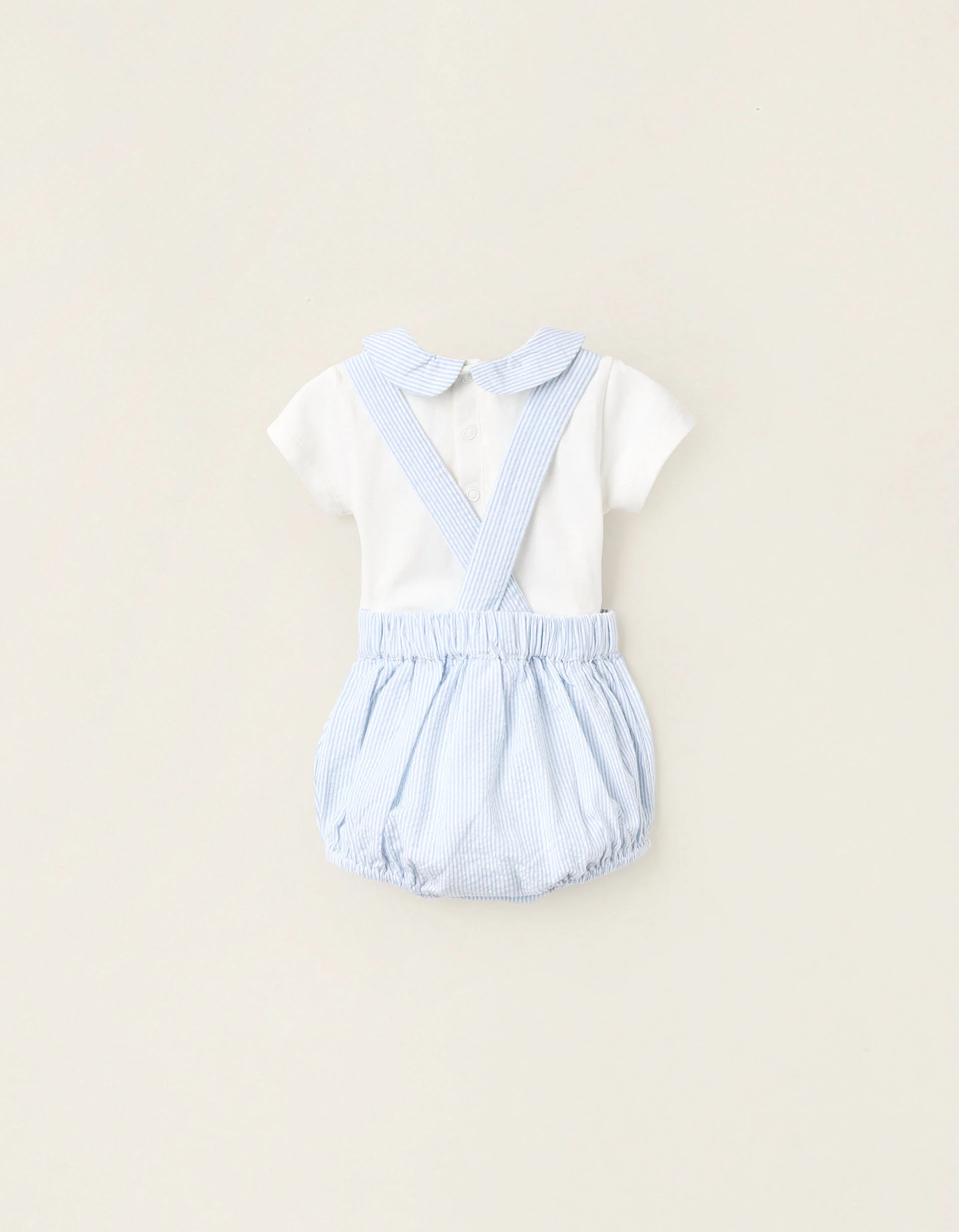 Bodysuit + Striped Jumpsuit for Newborns, White/Blue