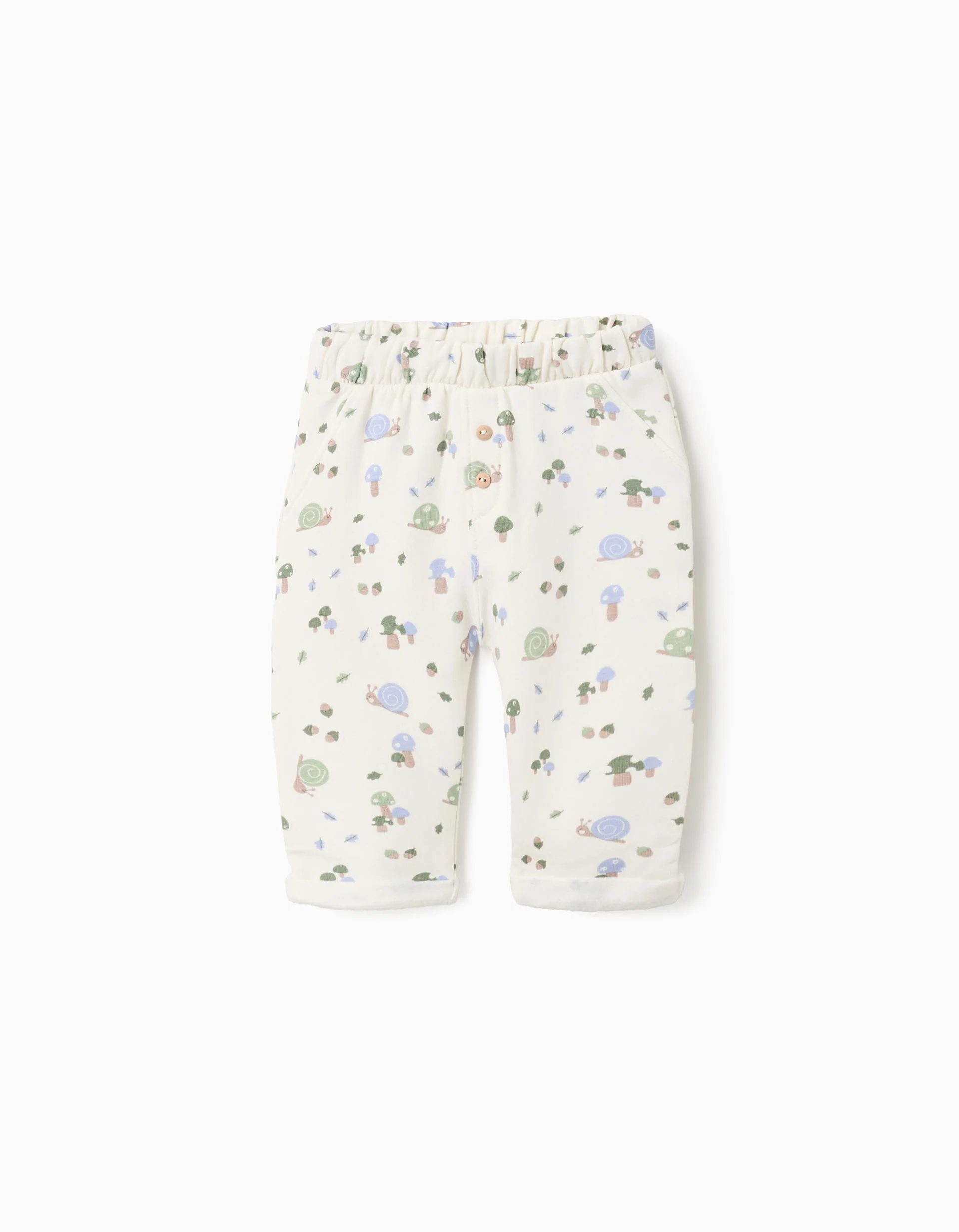 Brushed Joggers for Newborns 'Snail', Beige