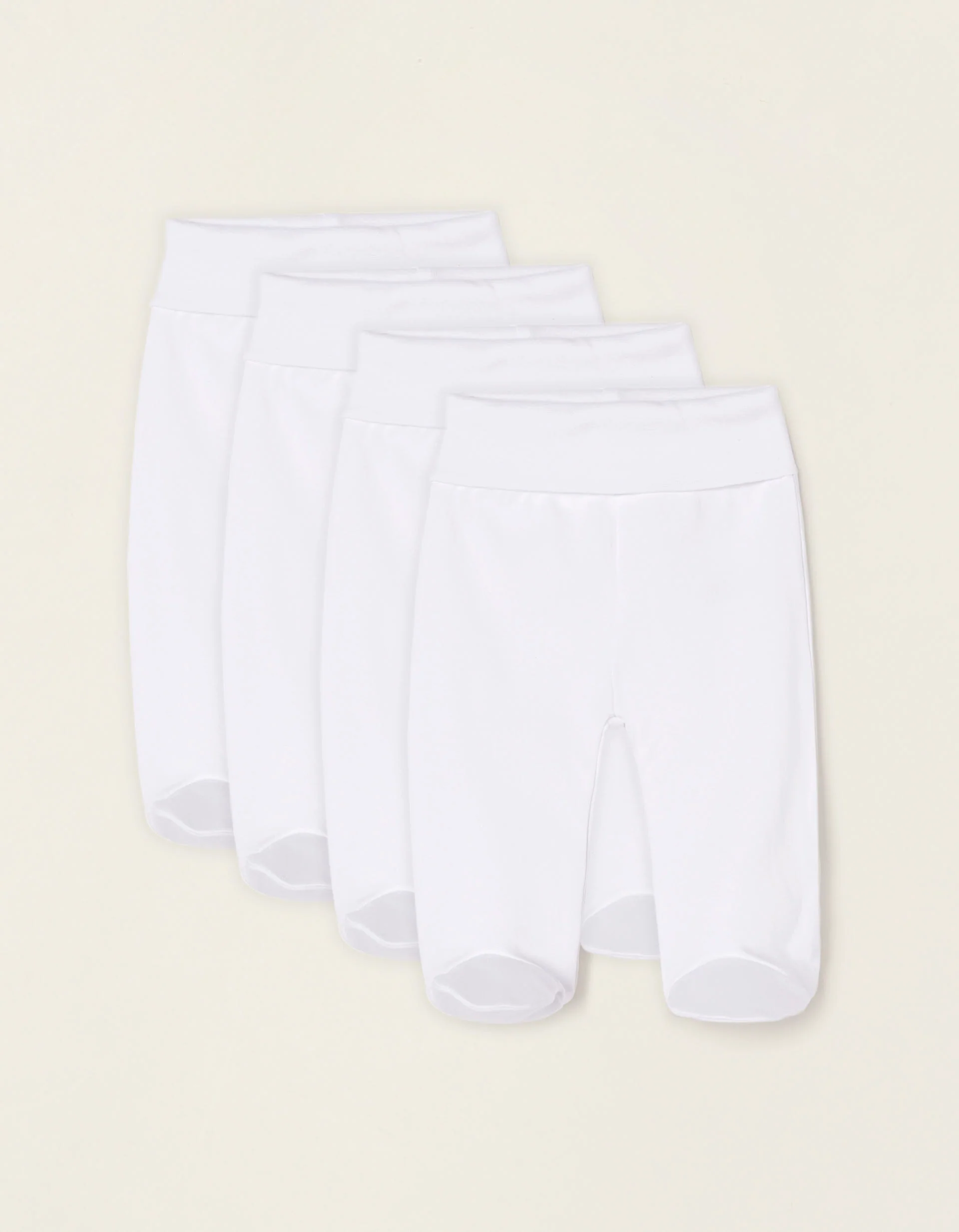 Pack of 4 Trousers with Folds and High Waist for Newborns and Babies, White