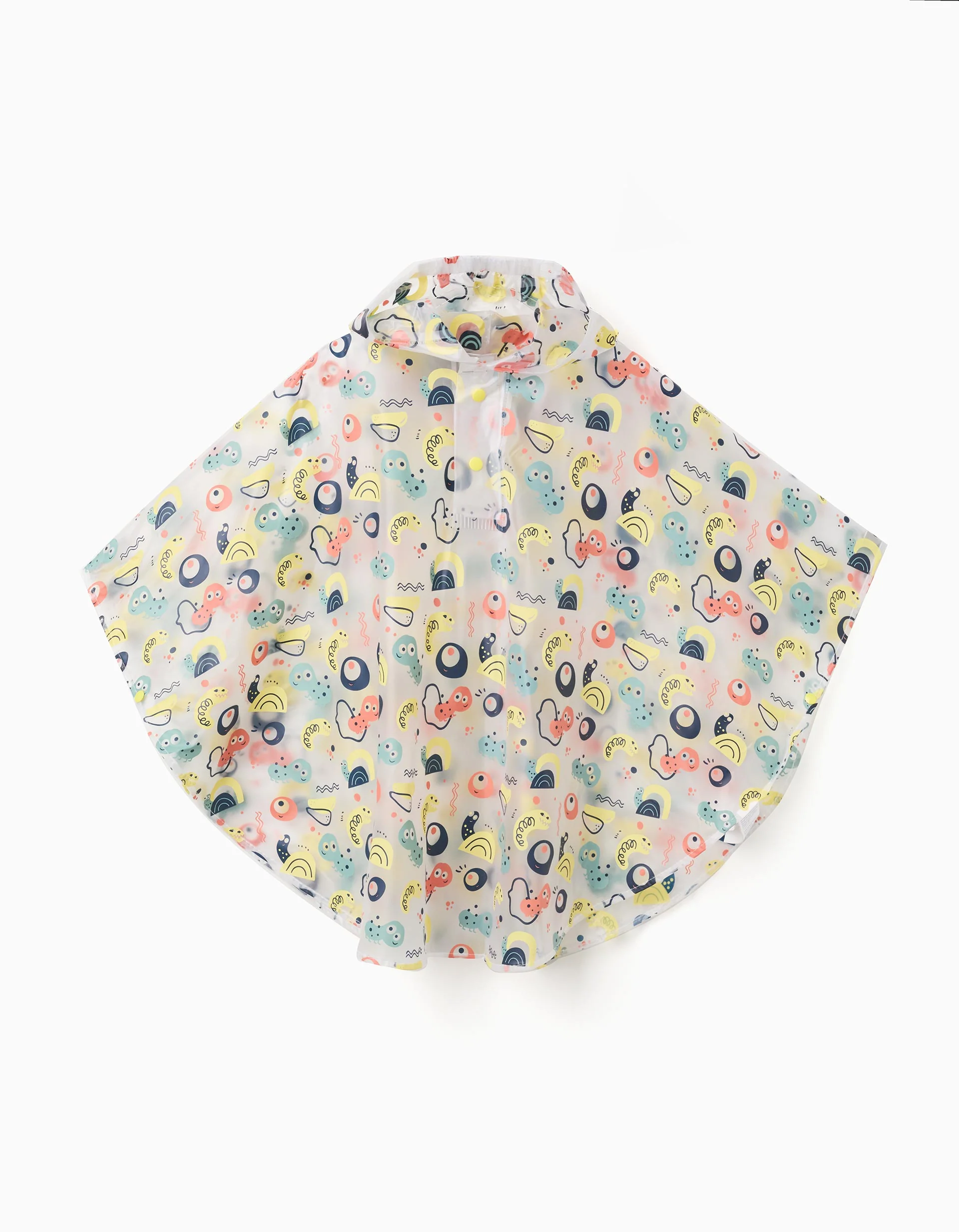 Waterproof hooded poncho with motif for baby boys, transparent