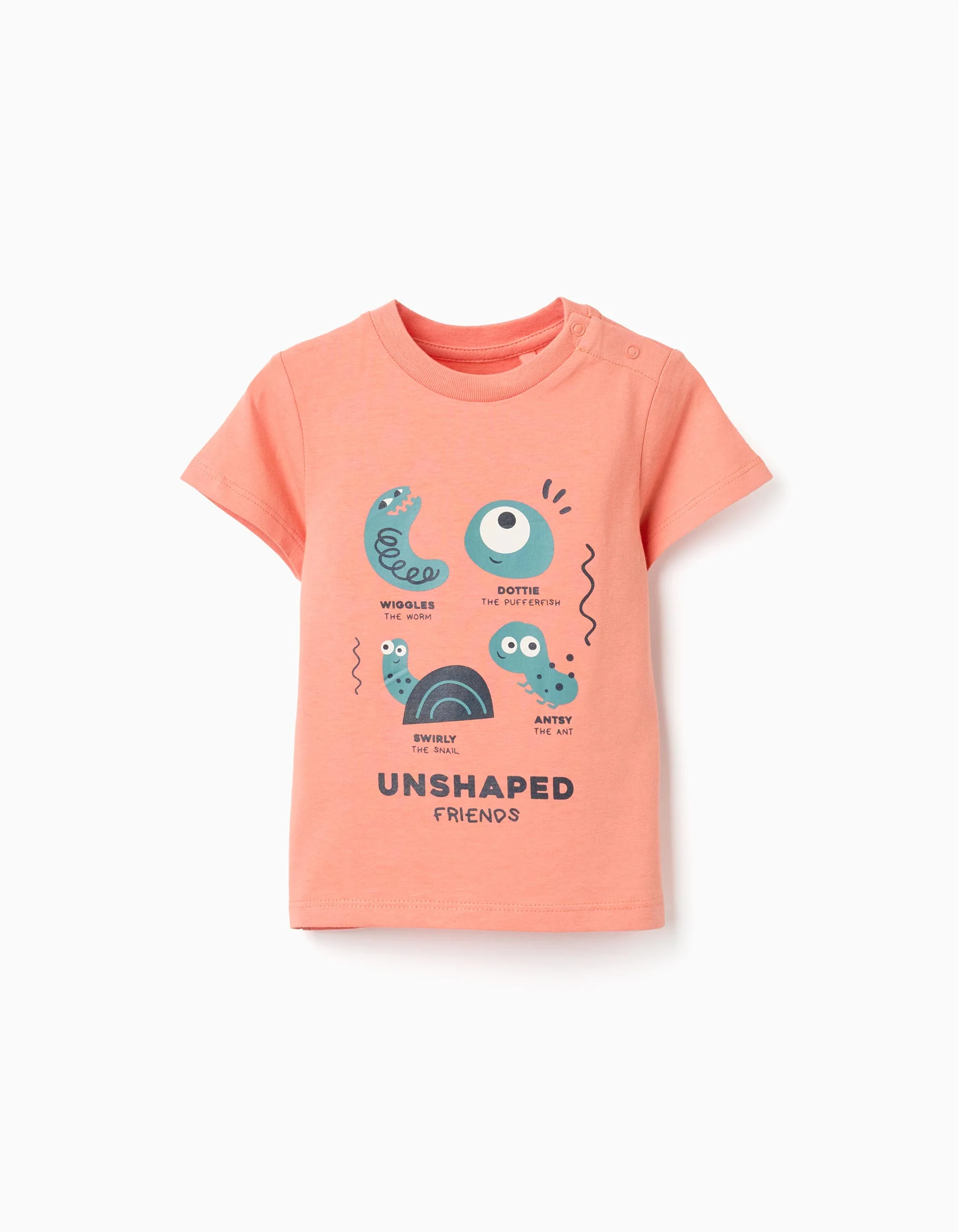 Cotton T-shirt with 'Bugs' Print for Baby Boys, Orange