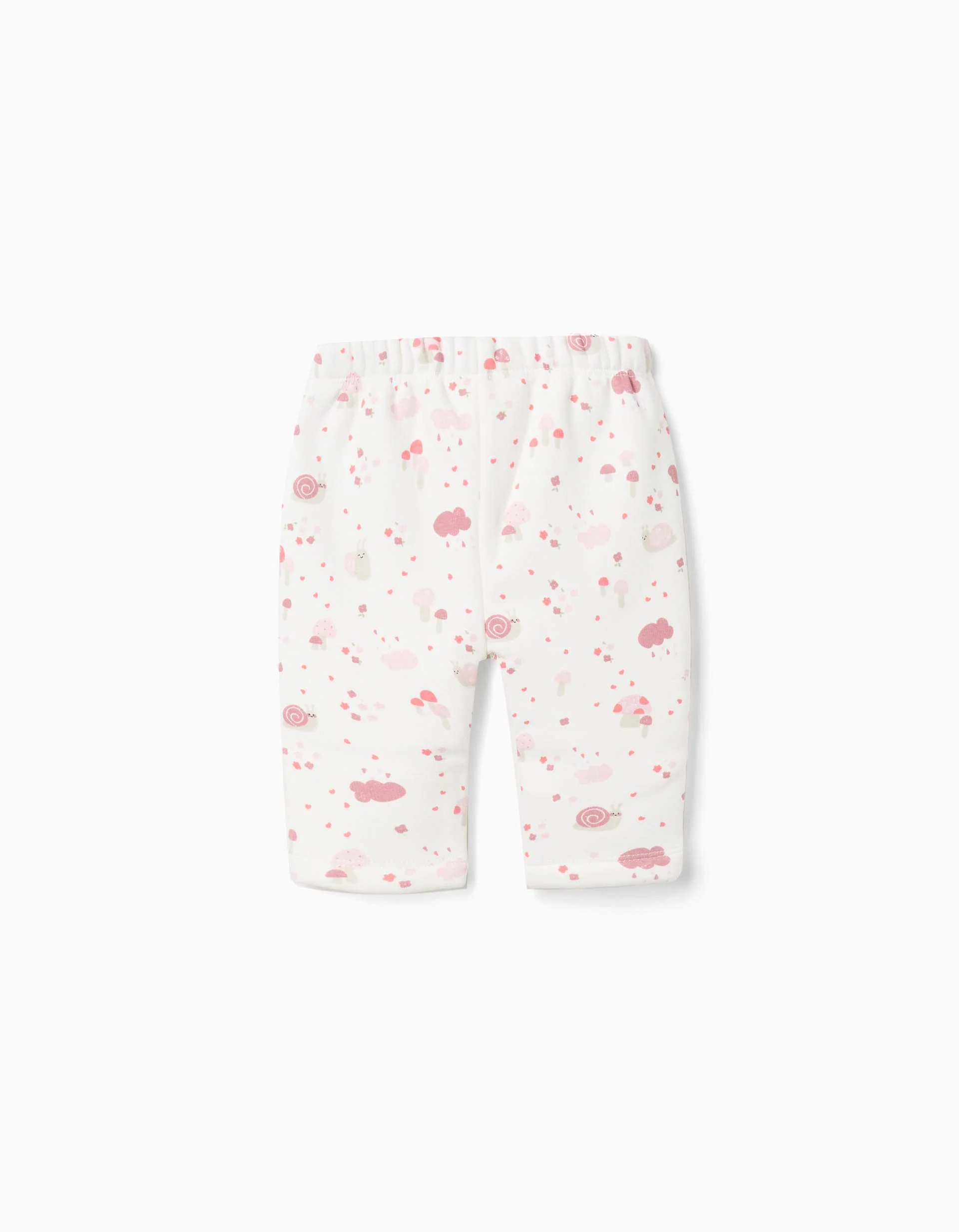 Trousers with plush lining and motif for newborn girls, white