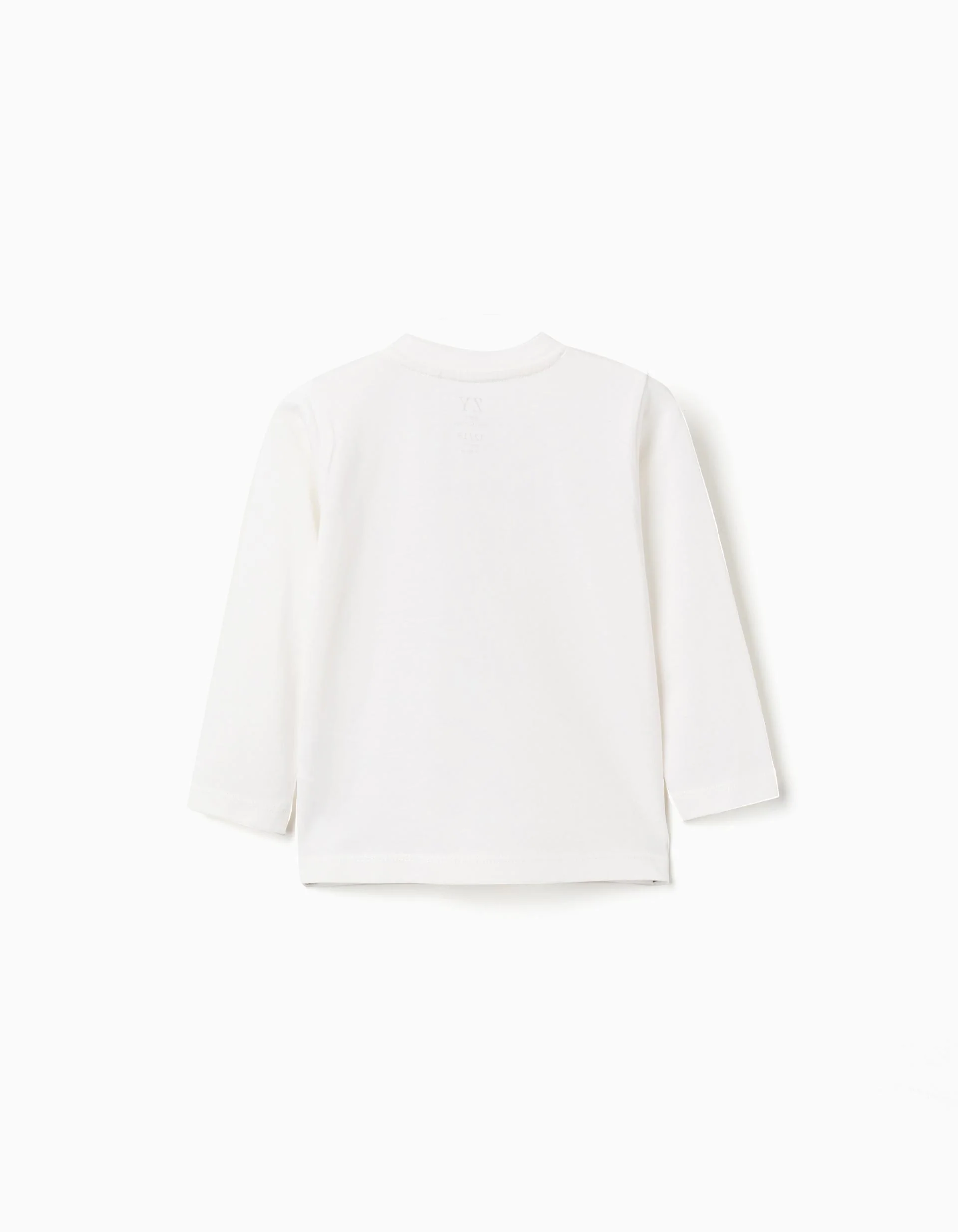 Long sleeve cotton T-shirt 'bird observatory' for baby boys, white