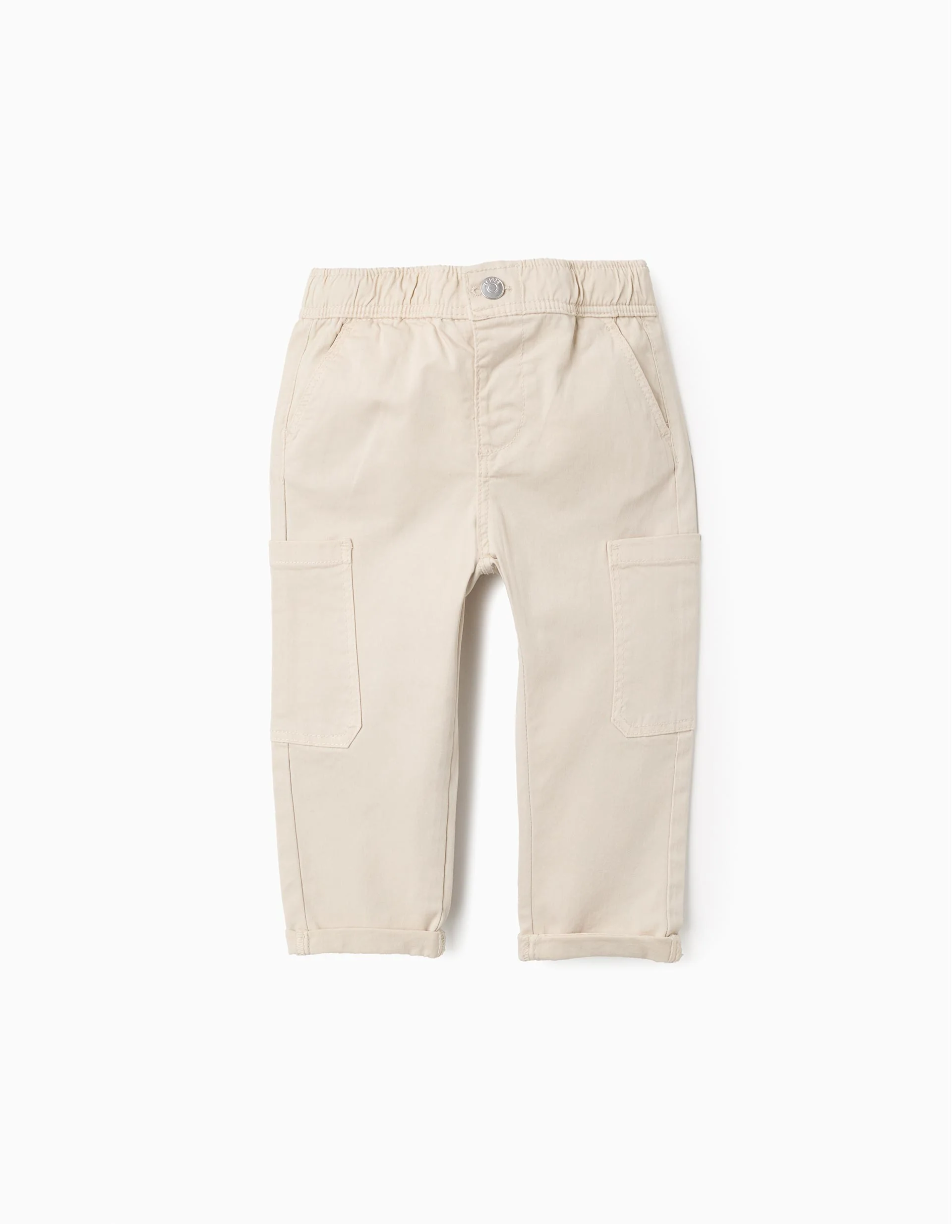 Twill Cargo Trousers for Baby Boys, Beige